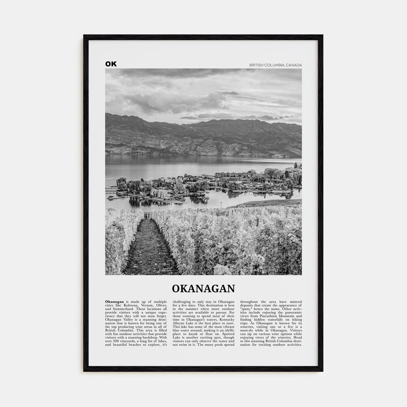 Okanagan Travel B&W Poster