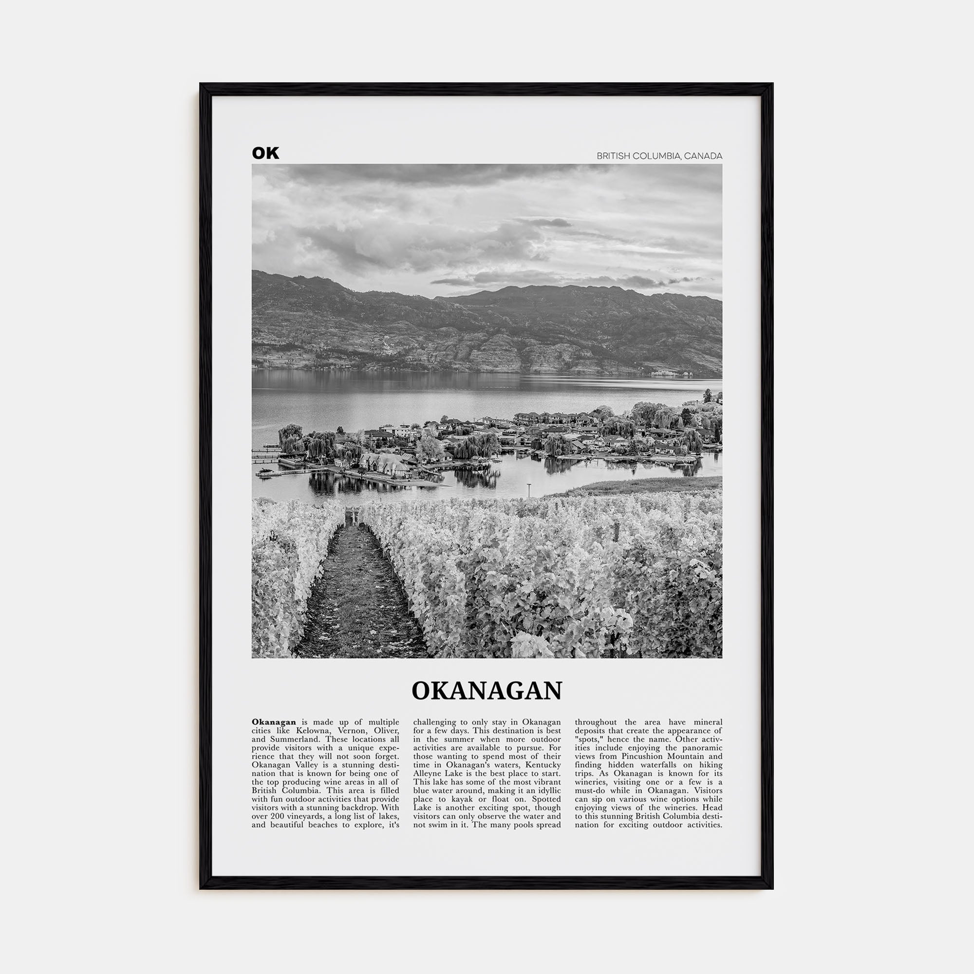 Okanagan Travel B&W Poster
