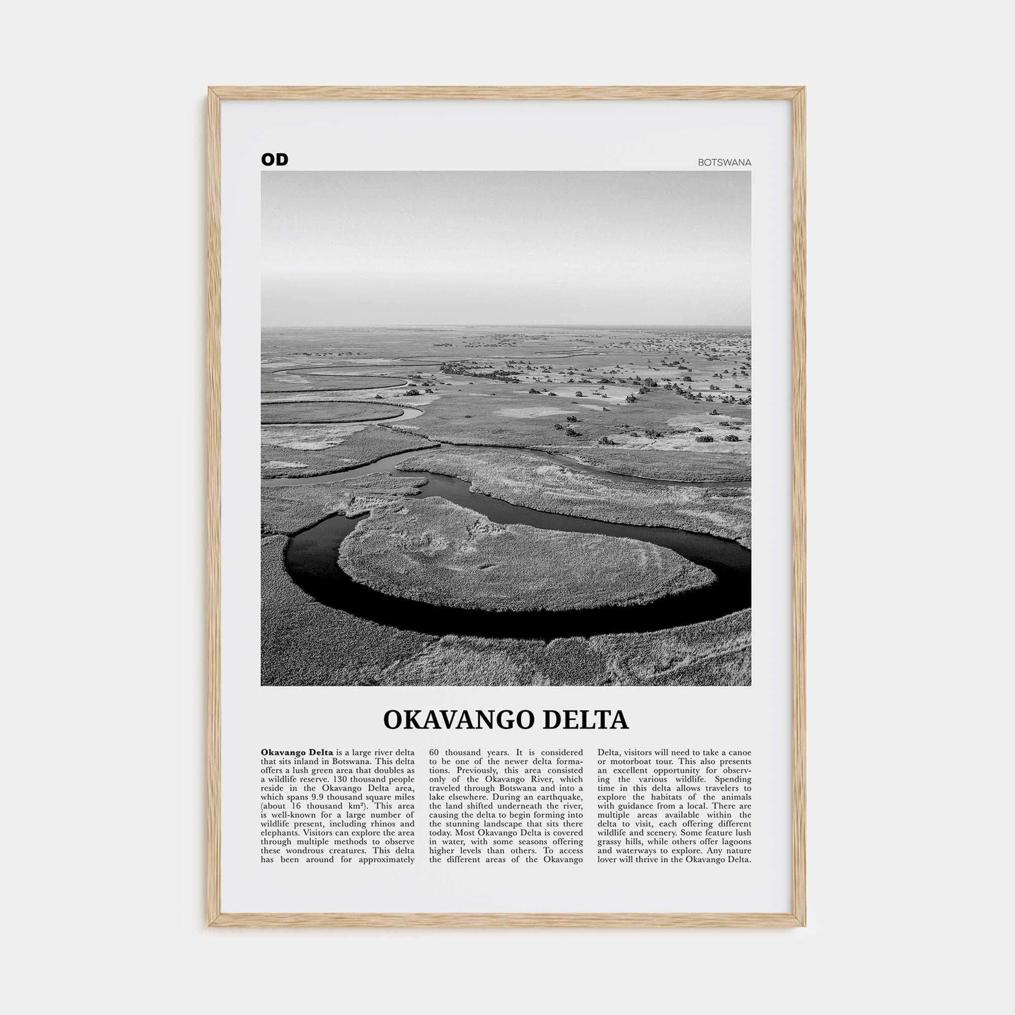 Okavango Delta Travel B&W Poster