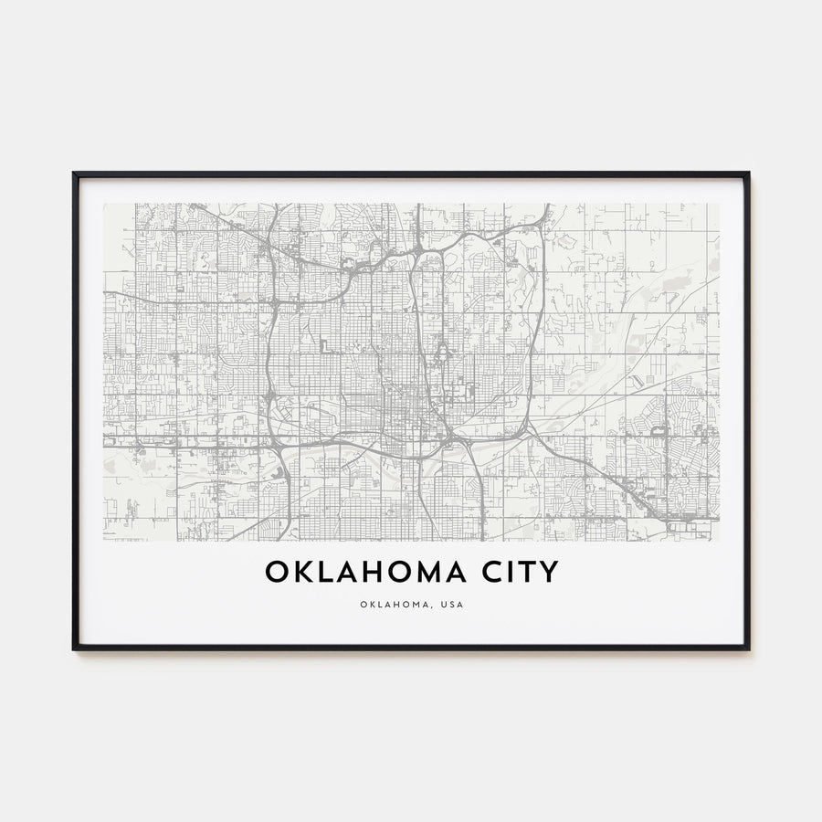Oklahoma City Map Landscape Poster