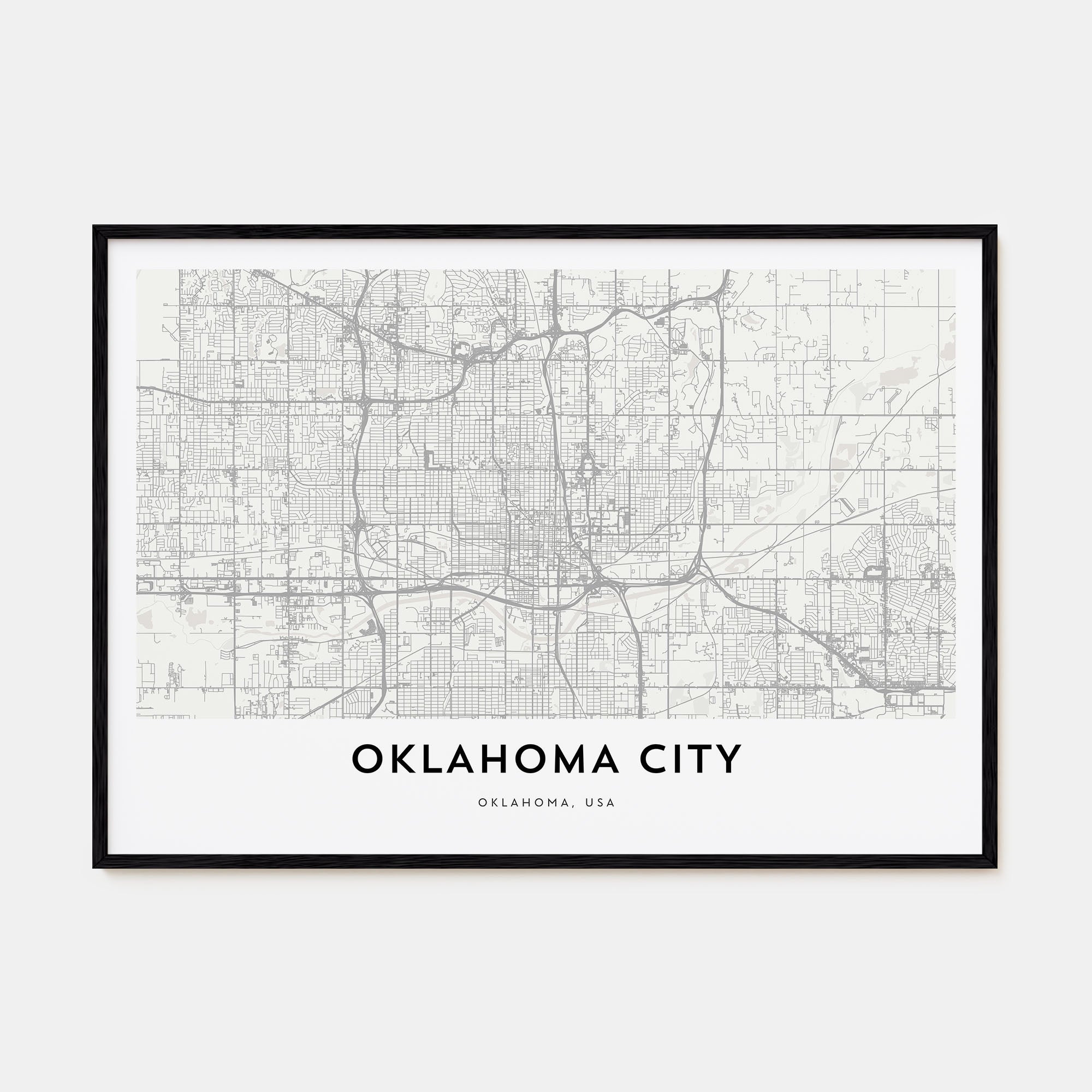 Oklahoma City Map Landscape Poster