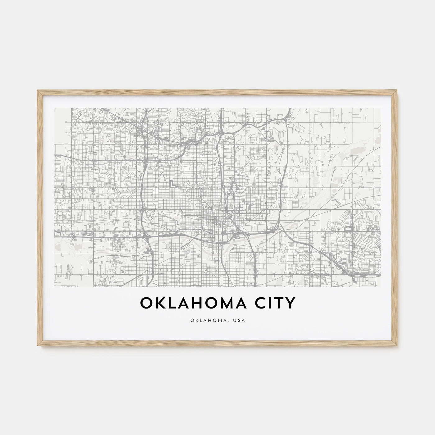 Oklahoma City Map Landscape Poster