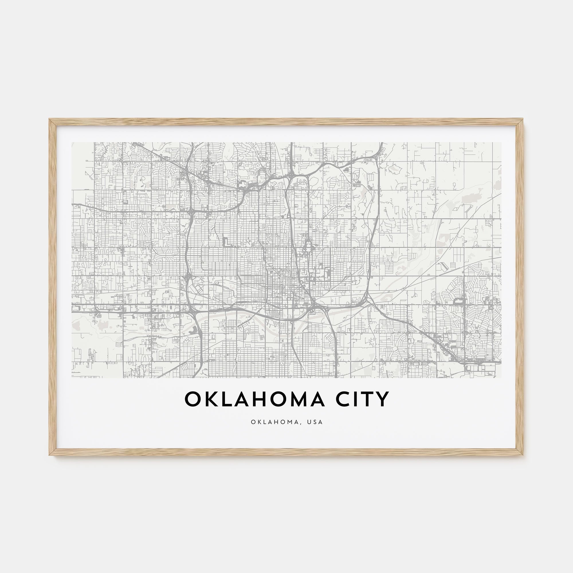 Oklahoma City Map Landscape Poster