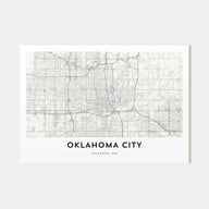 Oklahoma City Map Landscape Poster