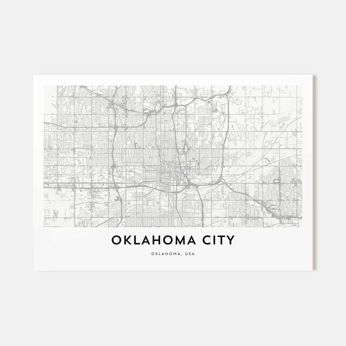 Oklahoma City Map Landscape Poster