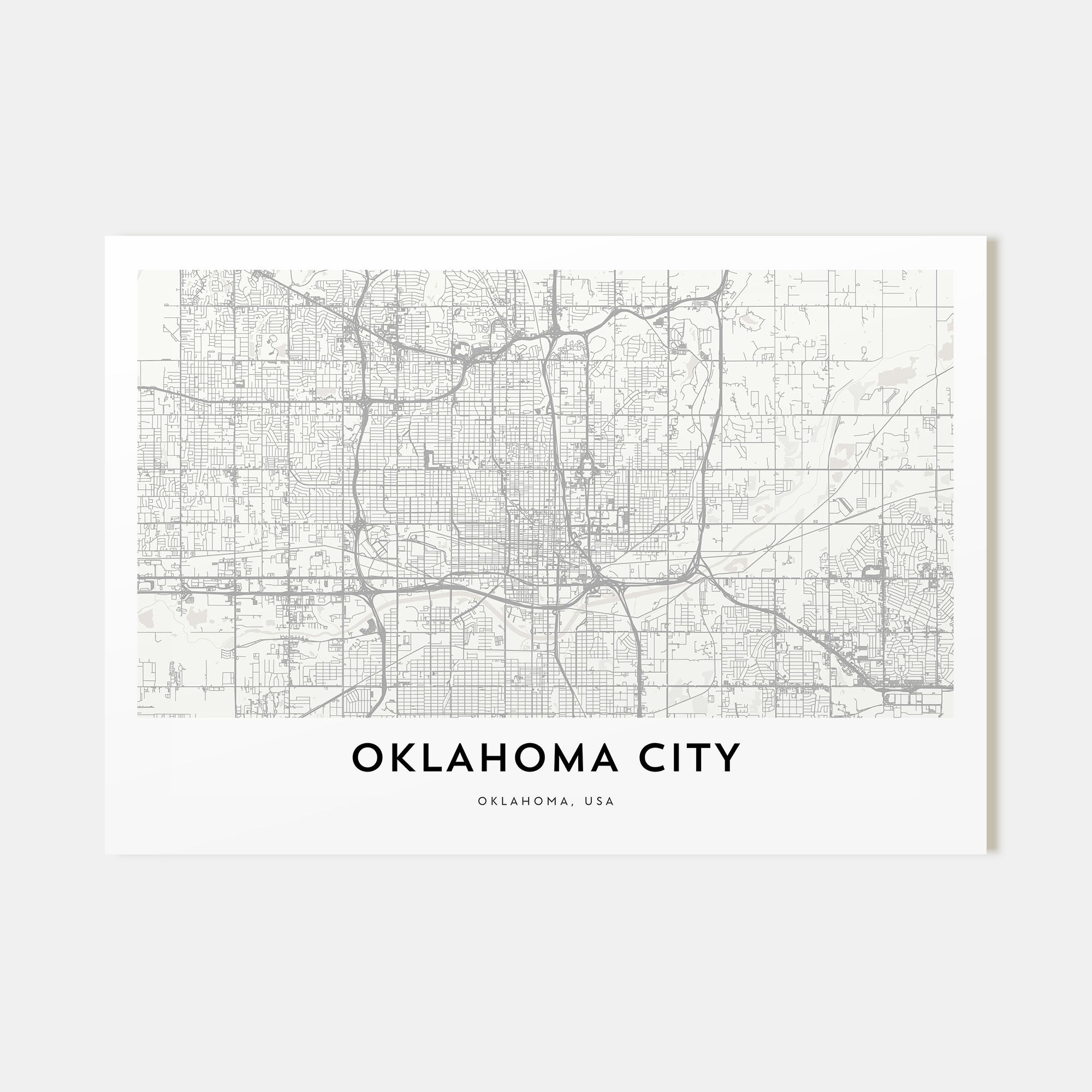 Oklahoma City Map Landscape Poster