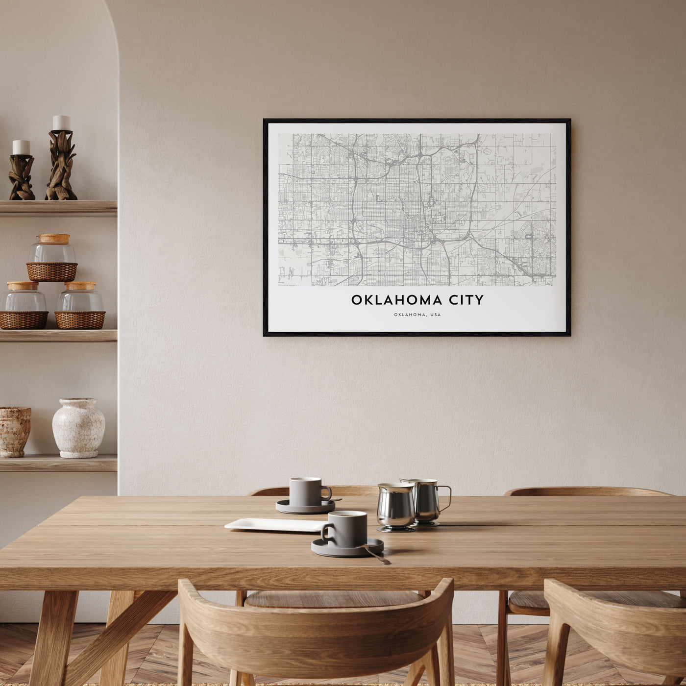 Oklahoma City Map Landscape Poster