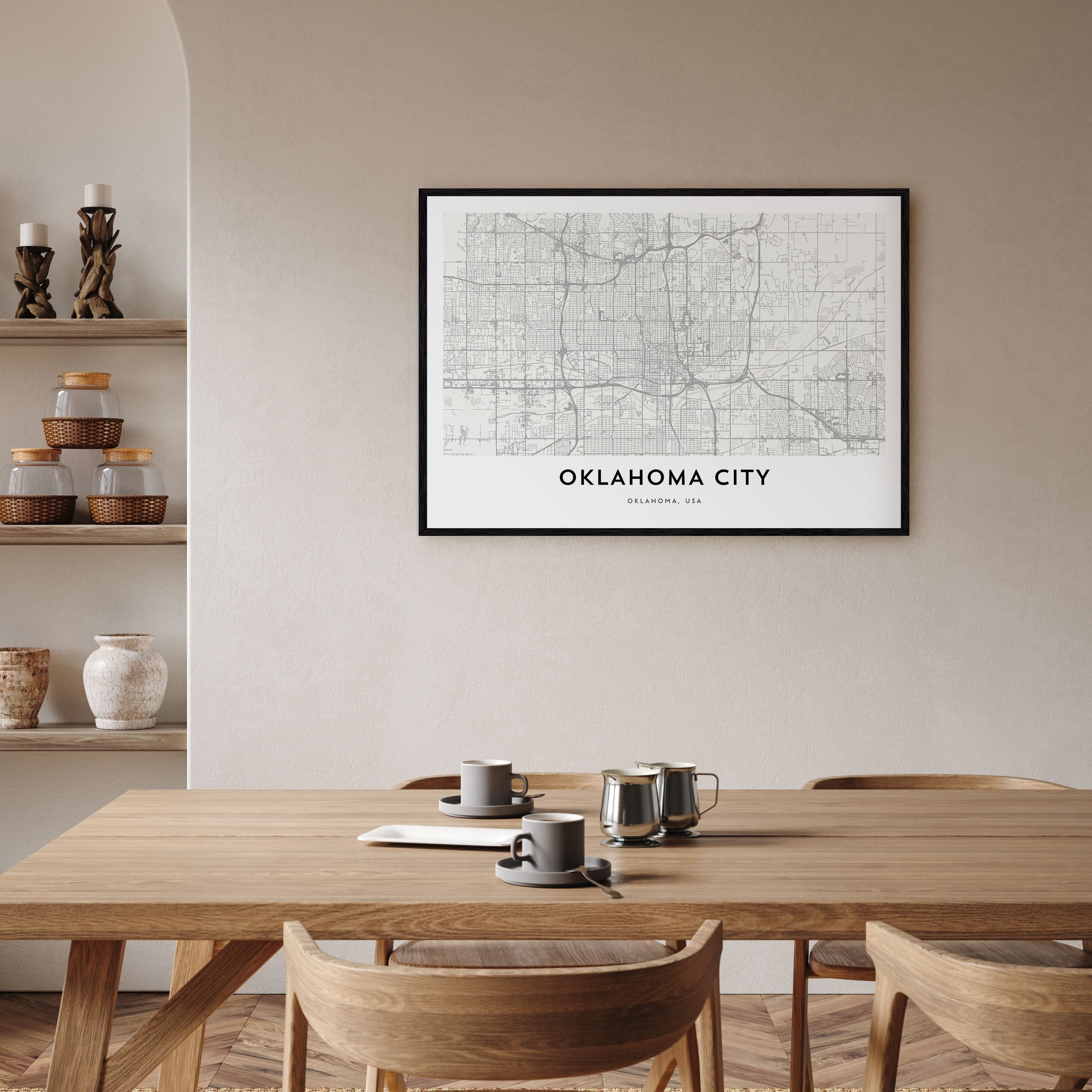 Oklahoma City Map Landscape Poster