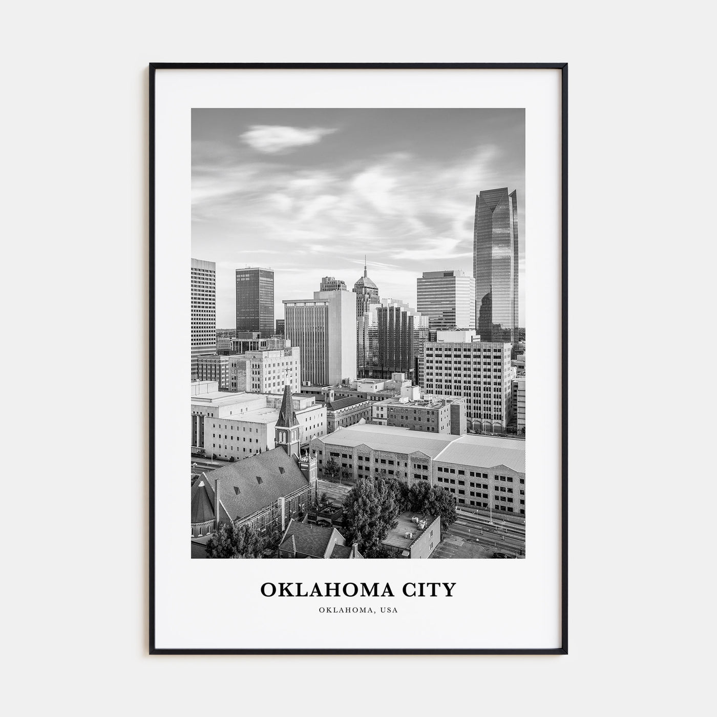 Oklahoma City Portrait B&W No 1 Poster