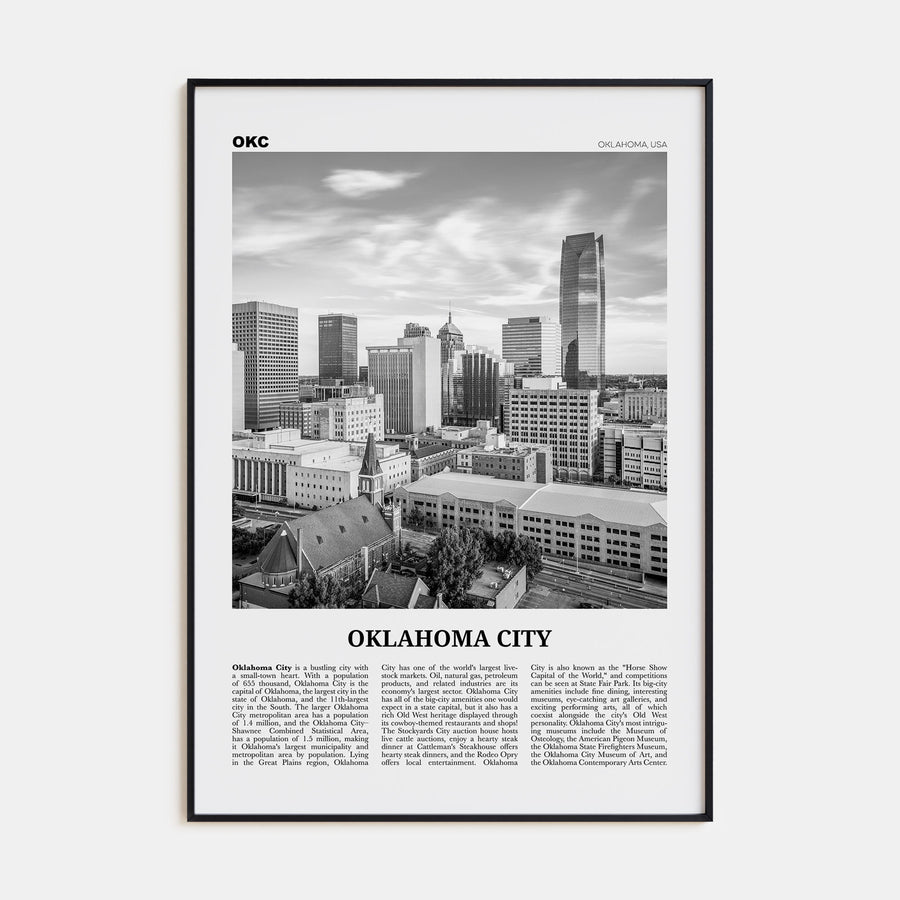 Oklahoma City Travel B&W No 1 Poster