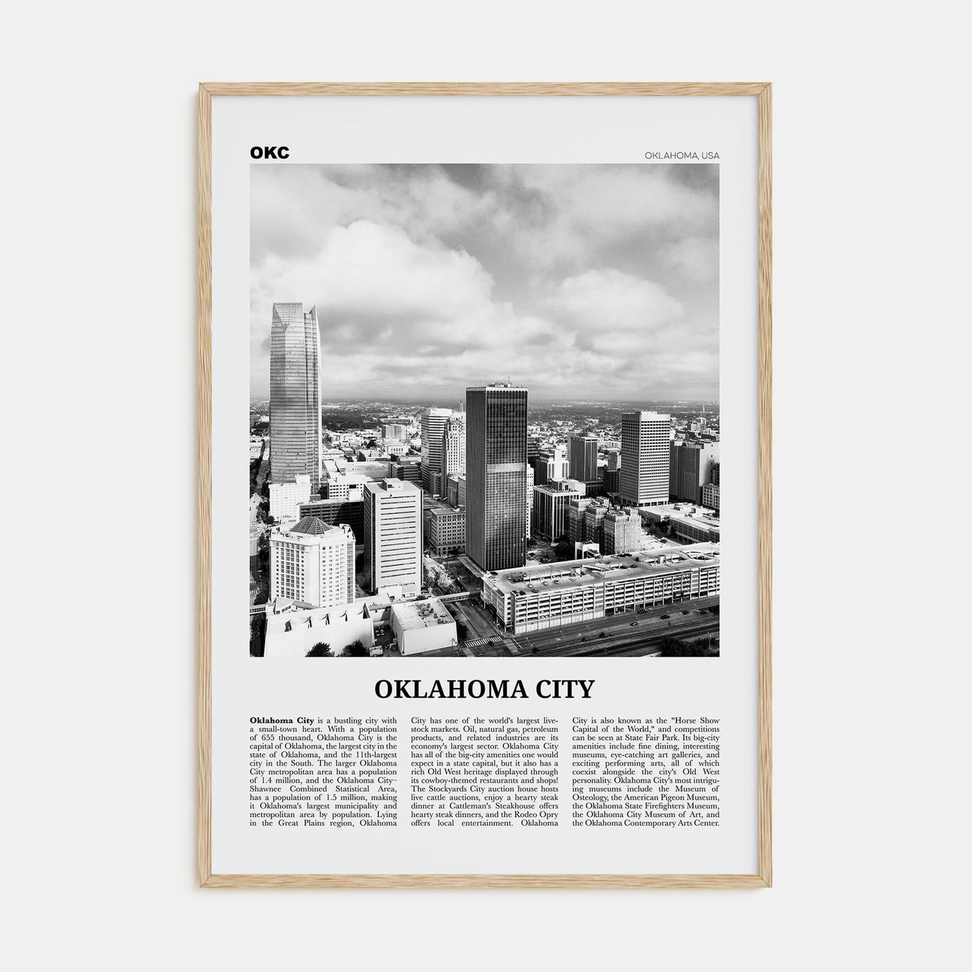 Oklahoma City Travel B&W No 2 Poster