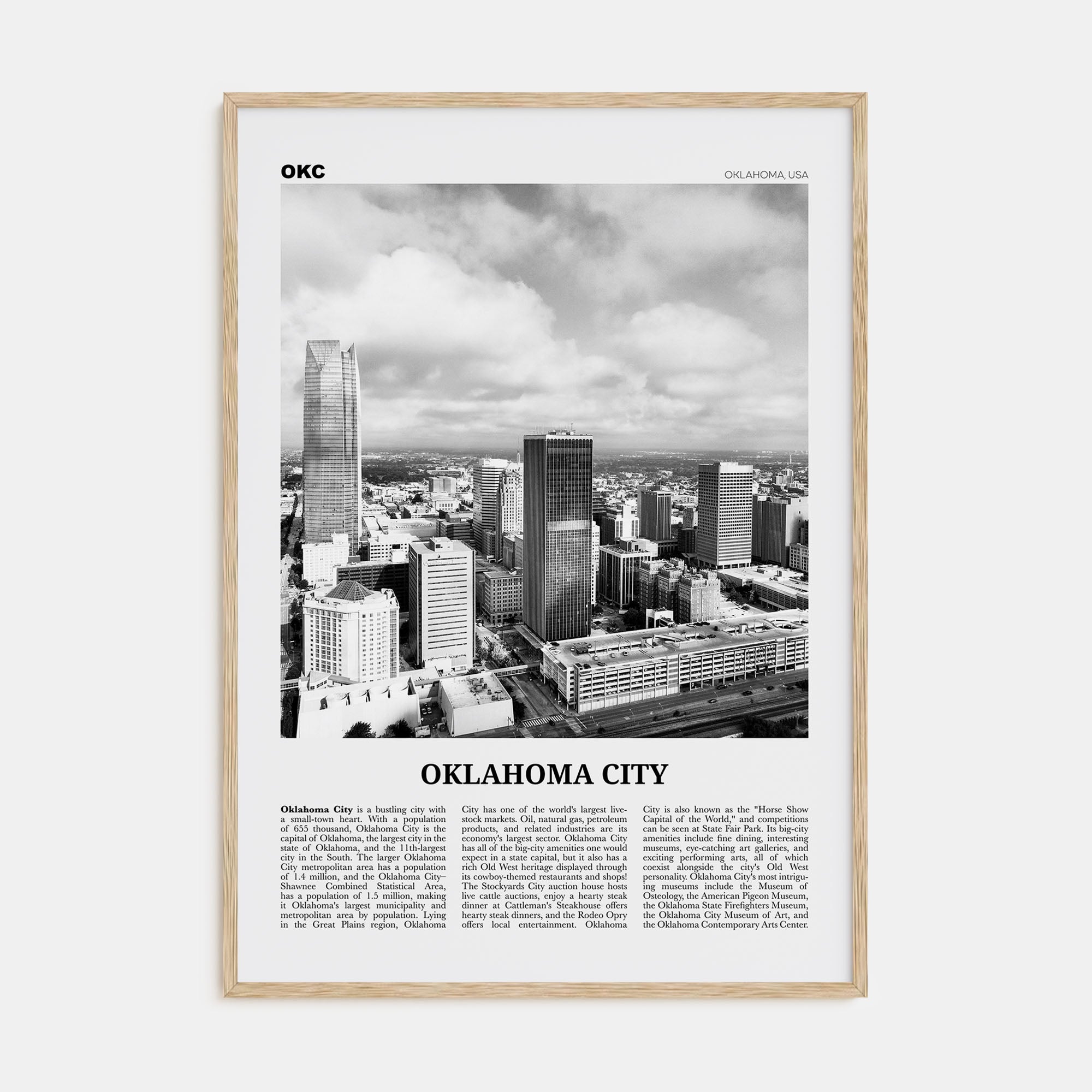 Oklahoma City Travel B&W No 2 Poster