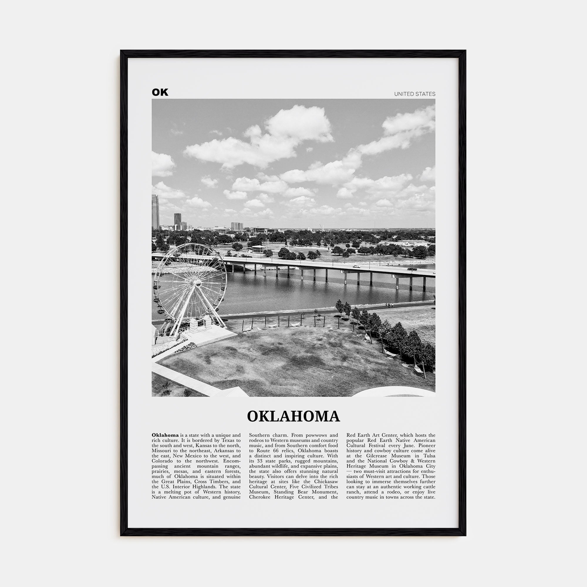 Oklahoma Travel B&W No 1 Poster