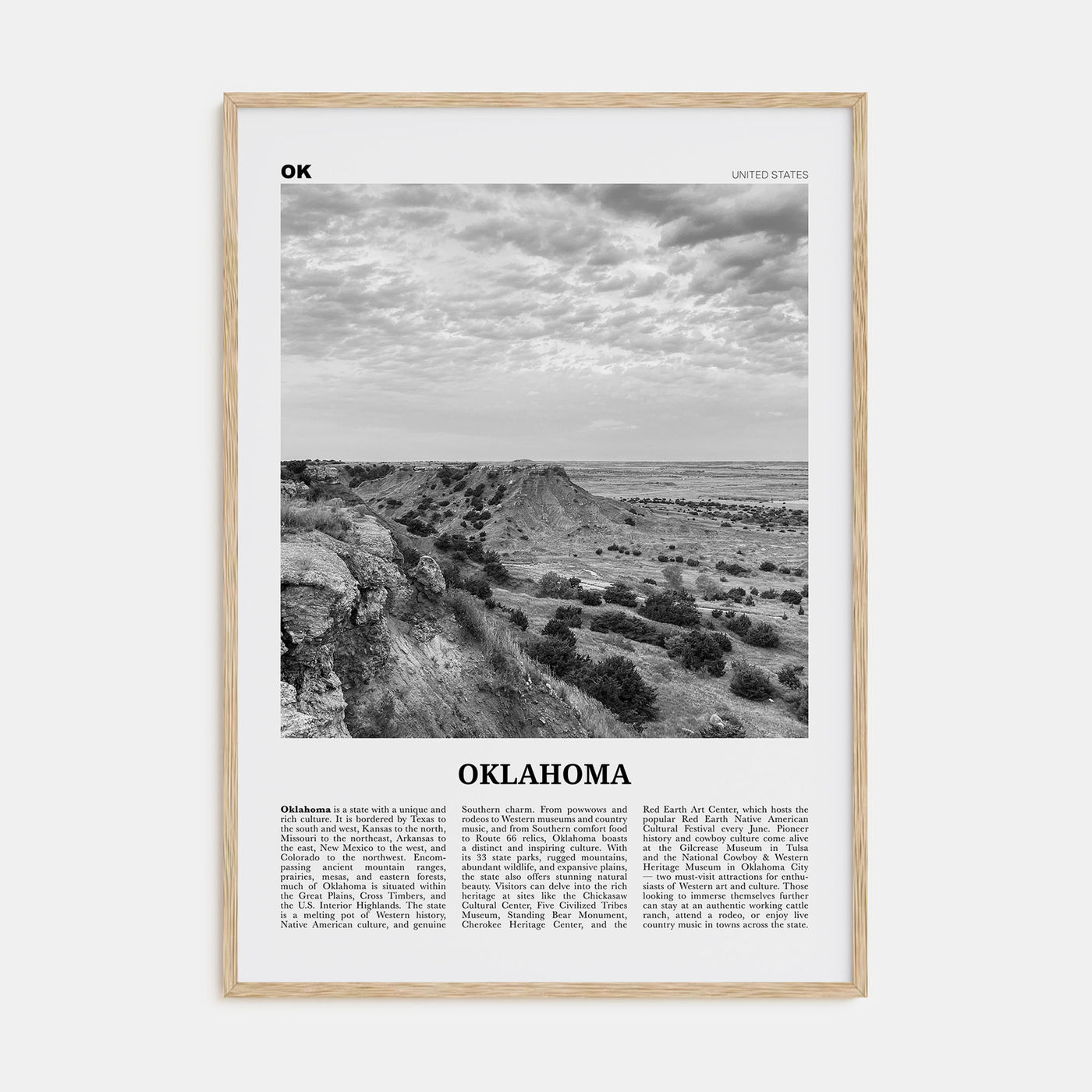Oklahoma Travel B&W No 2 Poster