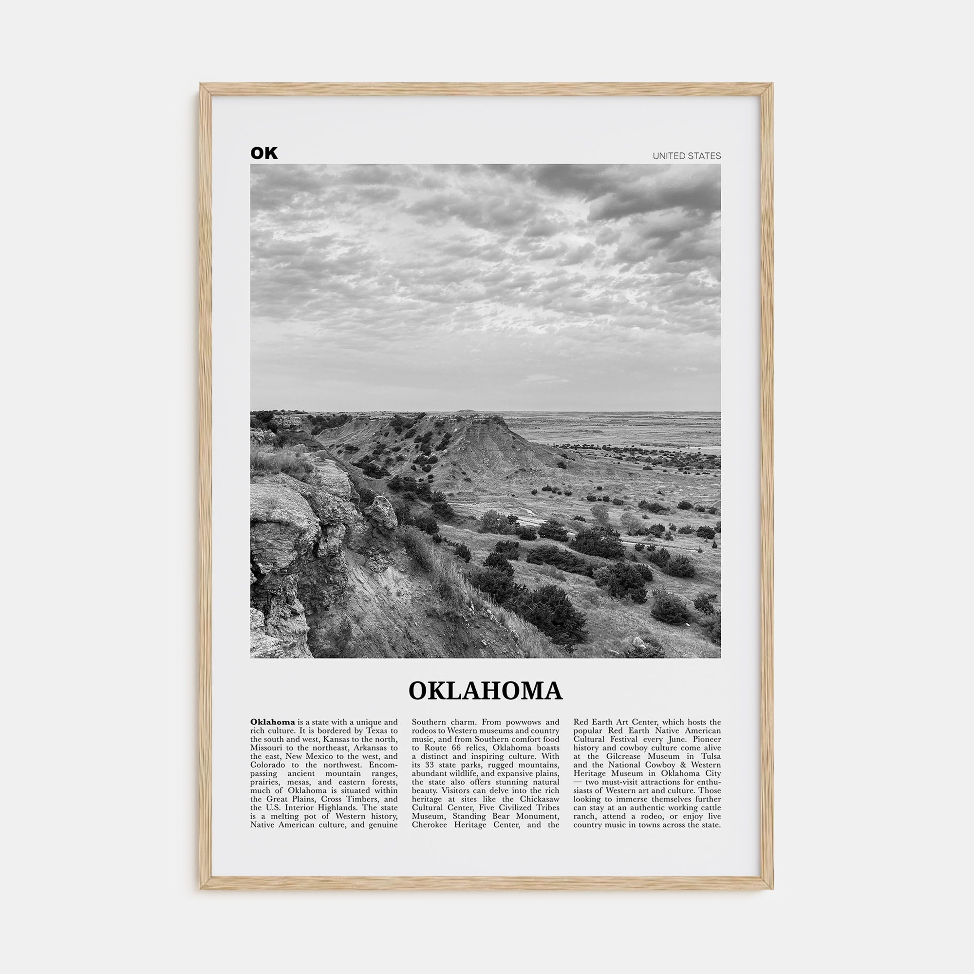 Oklahoma Travel B&W No 2 Poster
