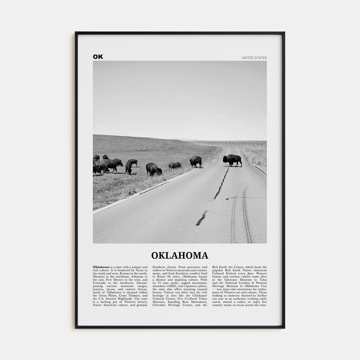 Oklahoma Travel B&W No 3 Poster