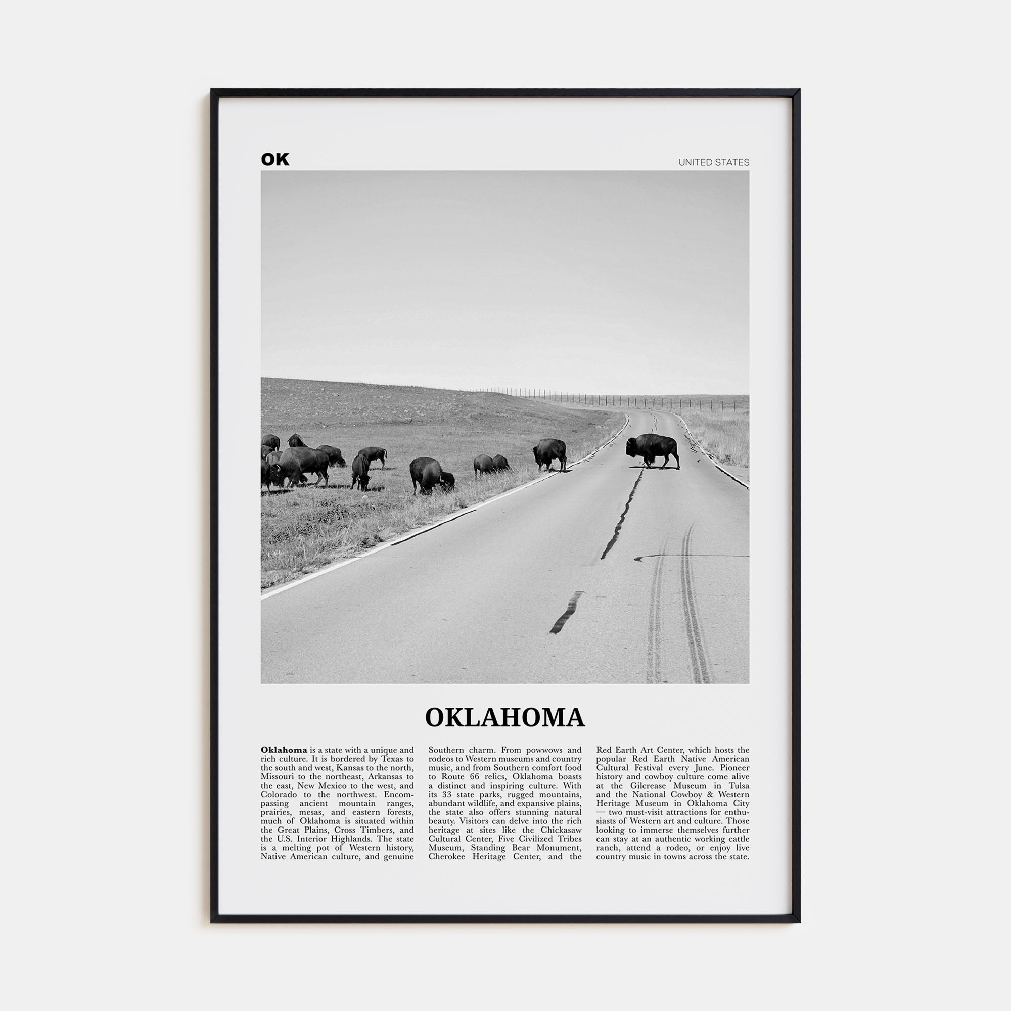 Oklahoma Travel B&W No 3 Poster