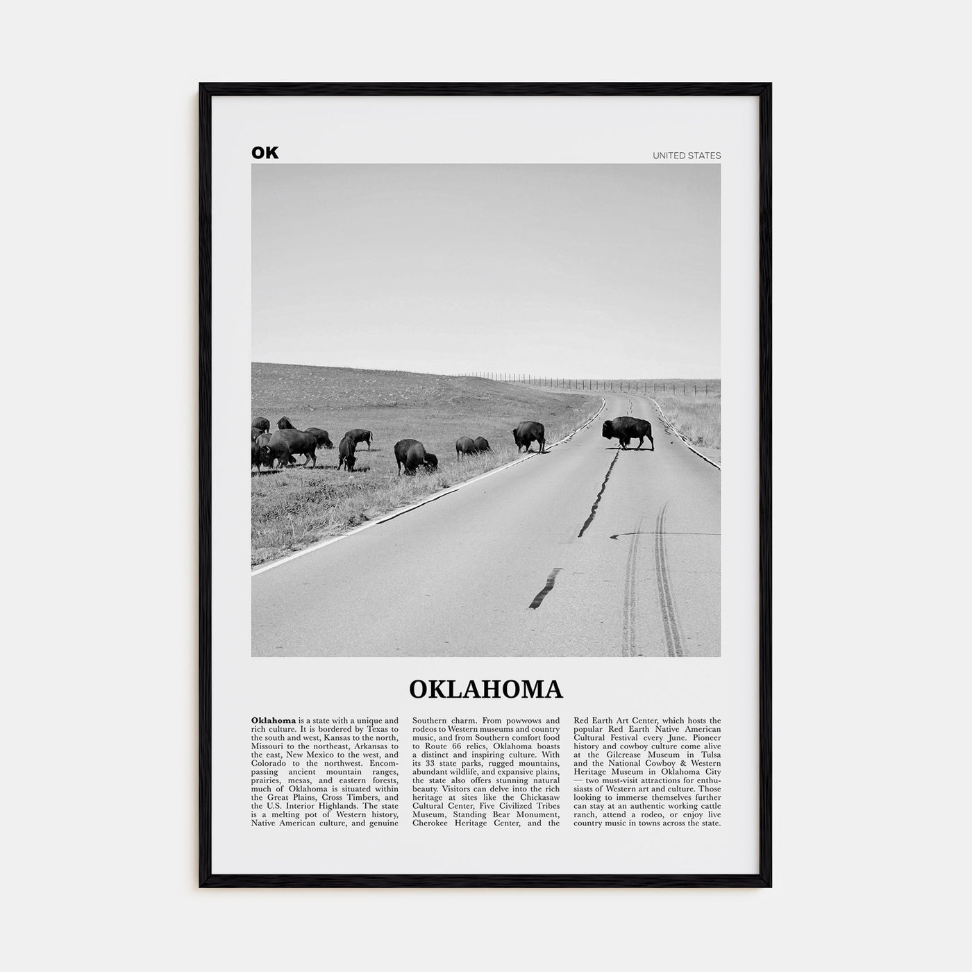 Oklahoma Travel B&W No 3 Poster