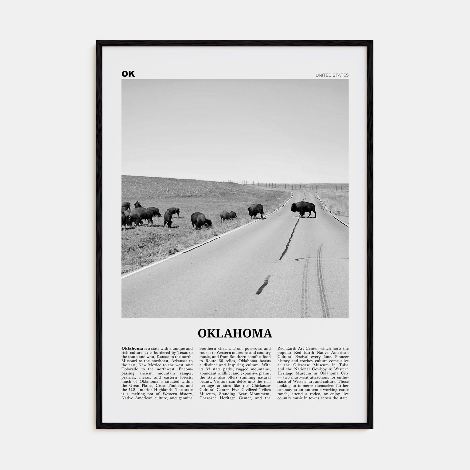 Oklahoma Travel B&W No 3 Poster