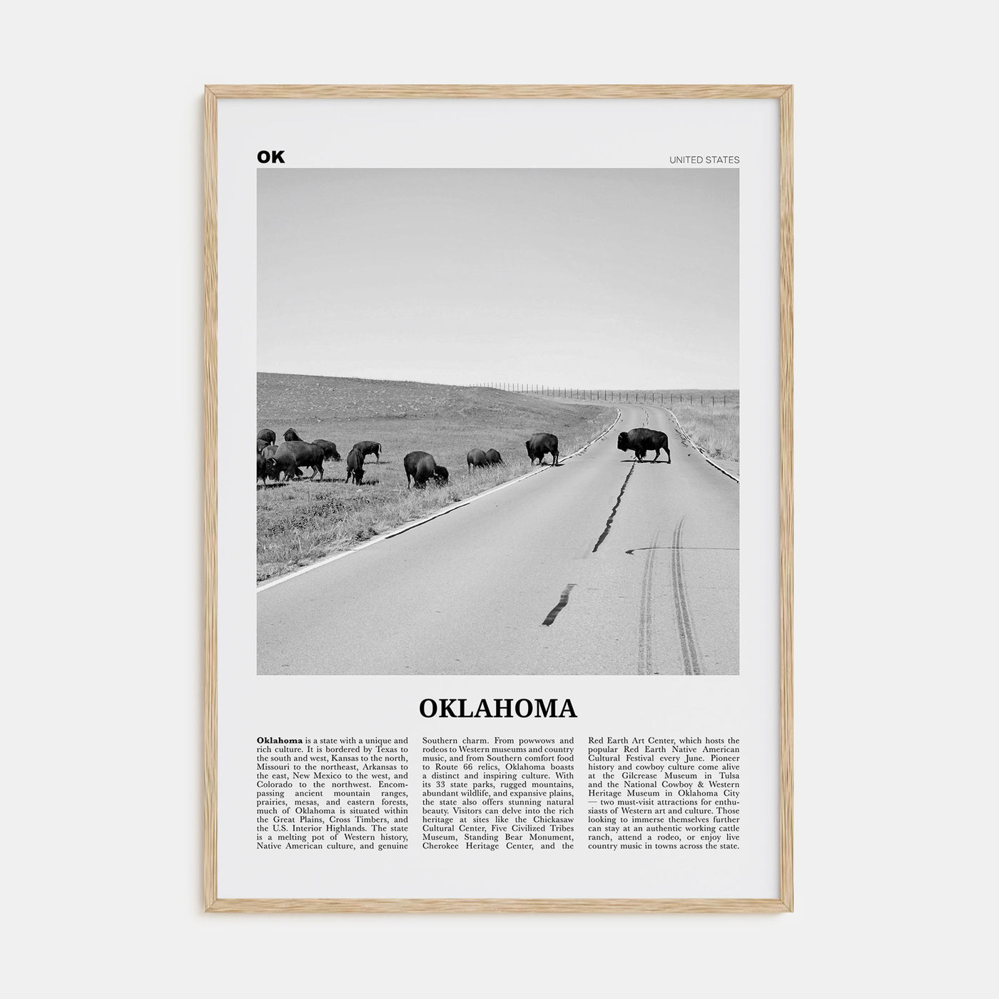 Oklahoma Travel B&W No 3 Poster