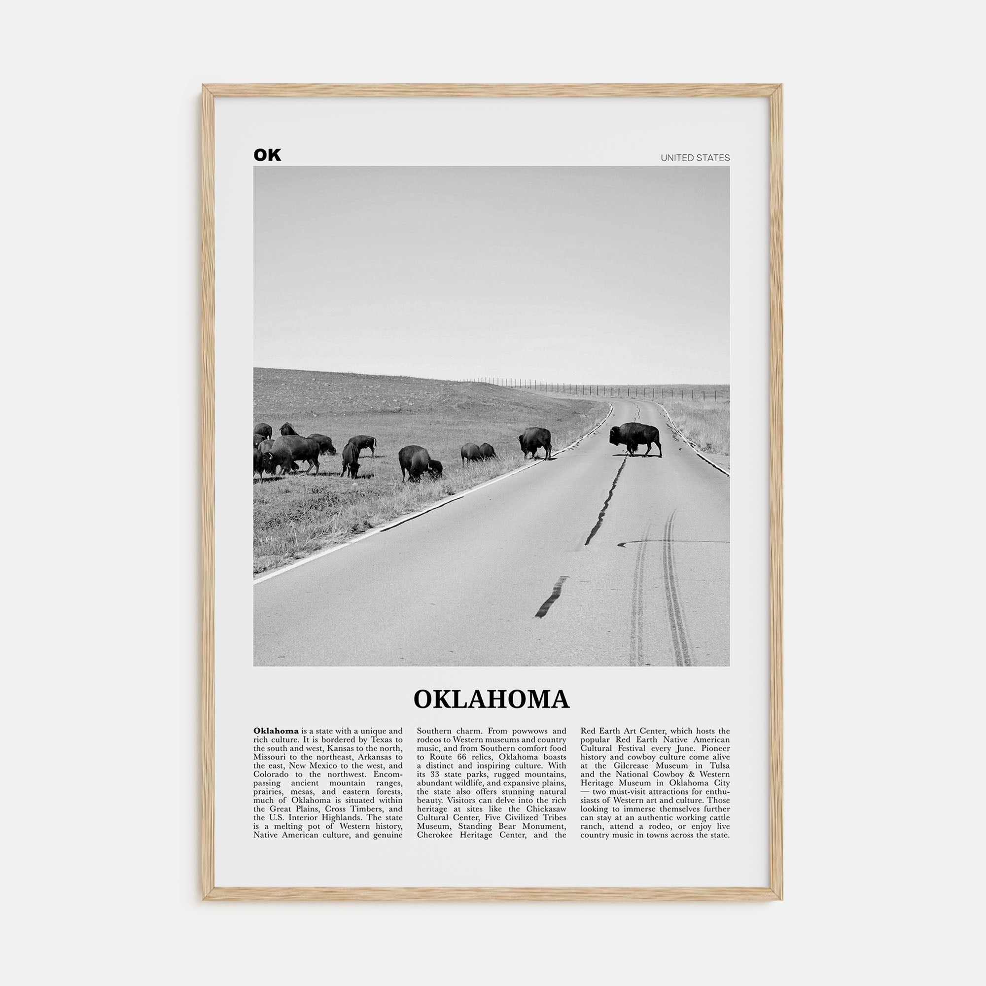 Oklahoma Travel B&W No 3 Poster