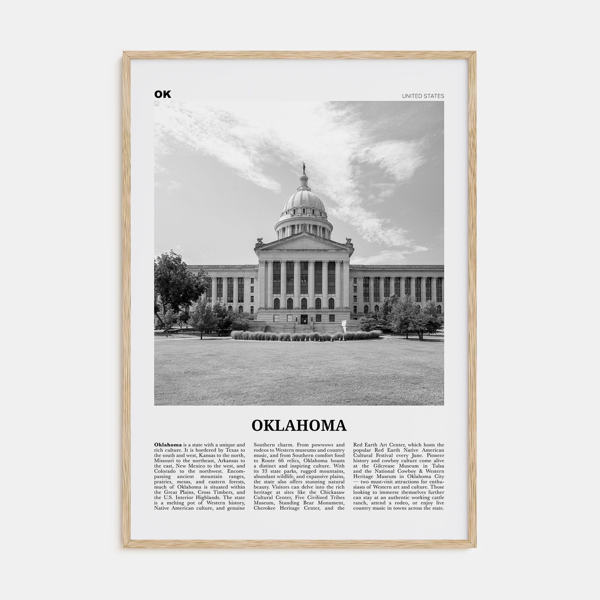 Oklahoma Travel B&W No 4 Poster