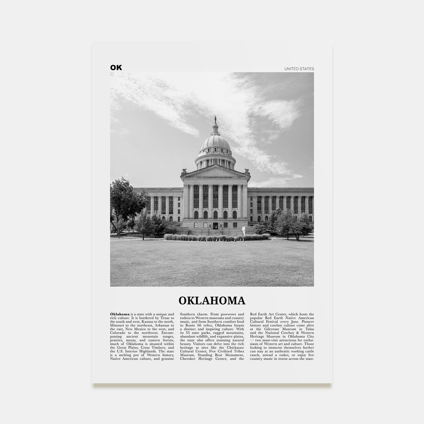 Oklahoma Travel B&W No 4 Poster