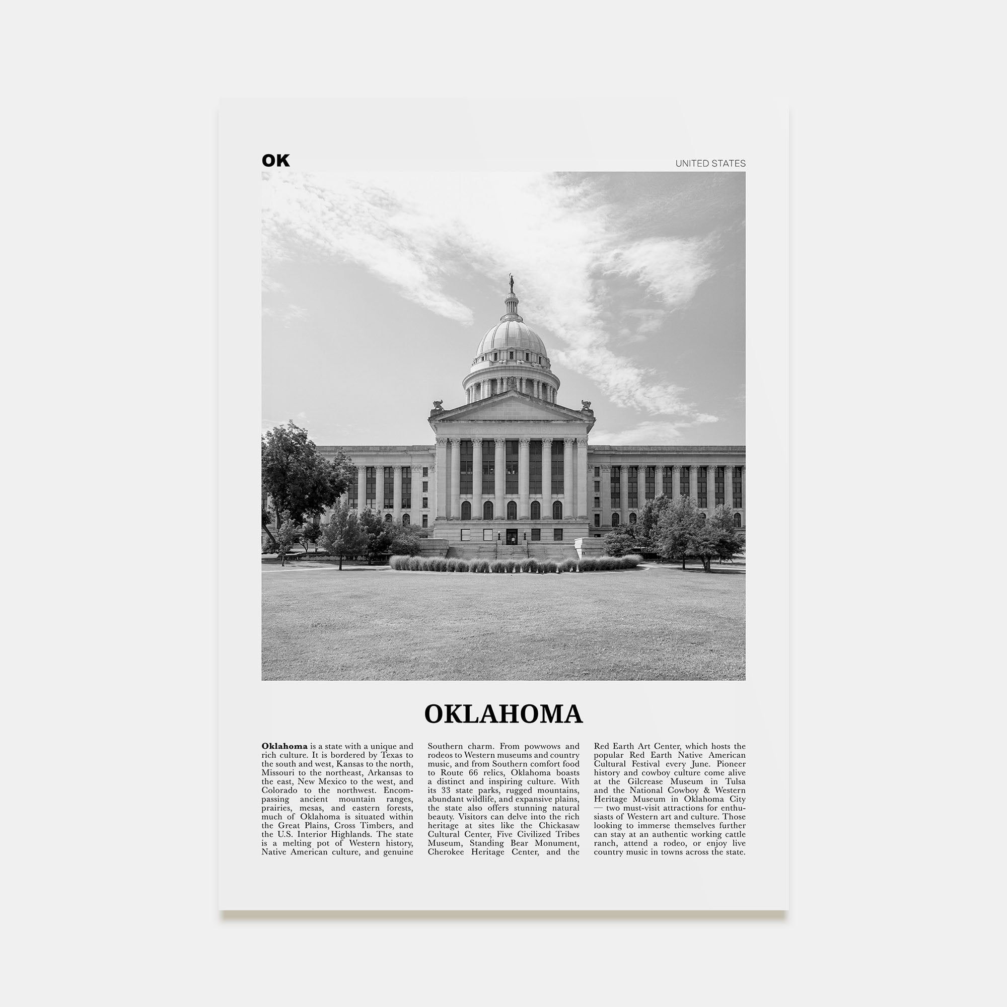 Oklahoma Travel B&W No 4 Poster