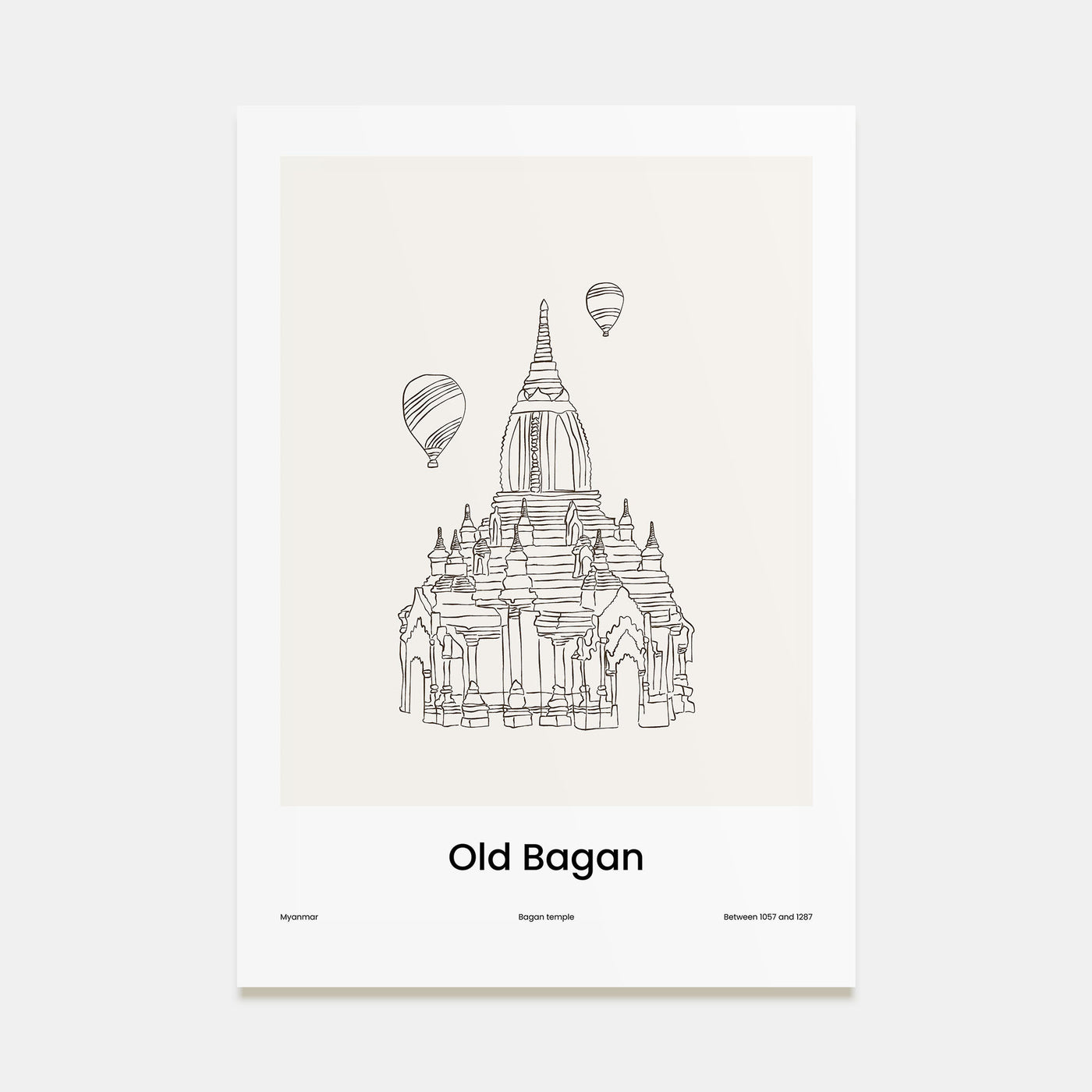Old Bagan Drawn Poster