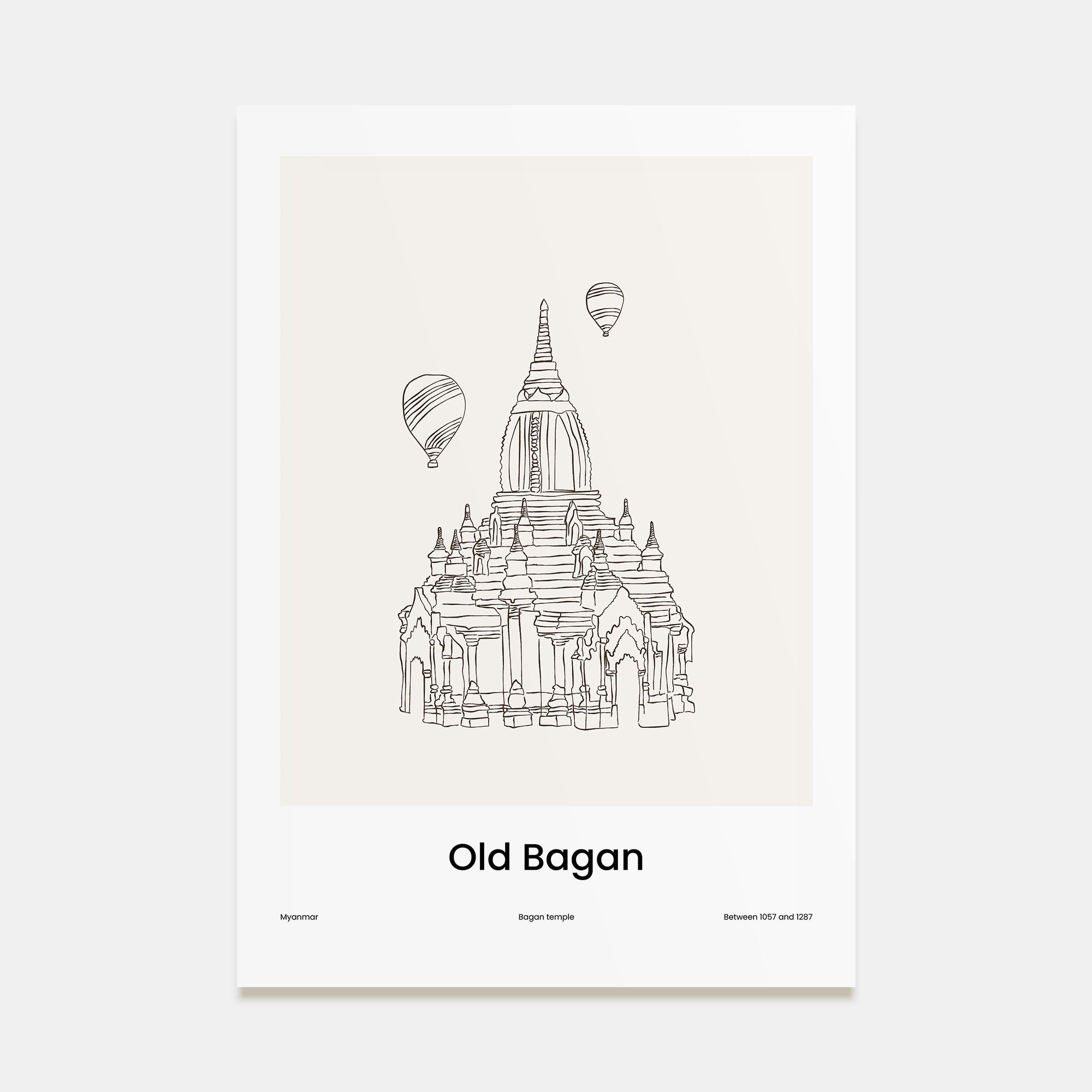 Old Bagan Drawn Poster