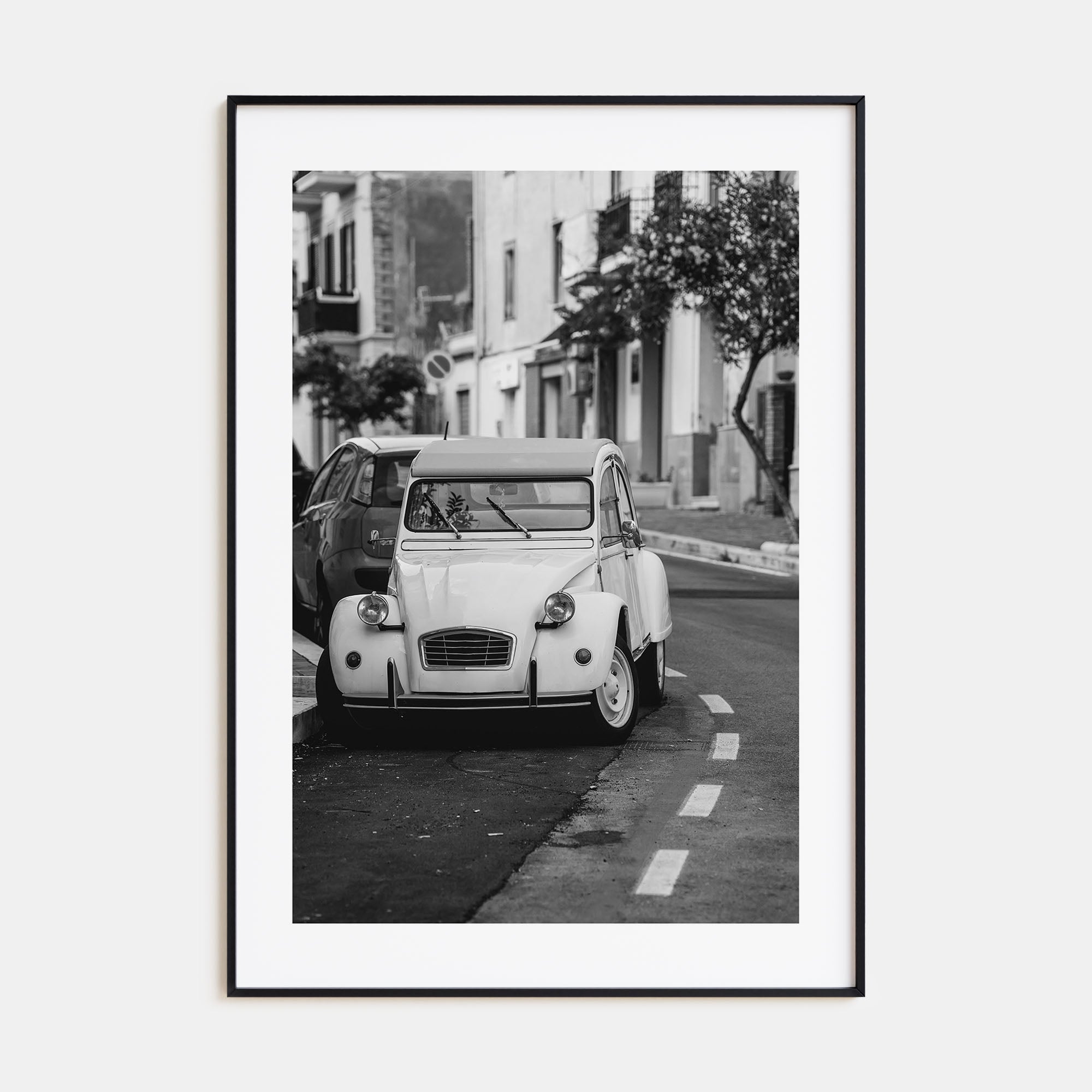 Old Car in Italy Photo B&W Poster