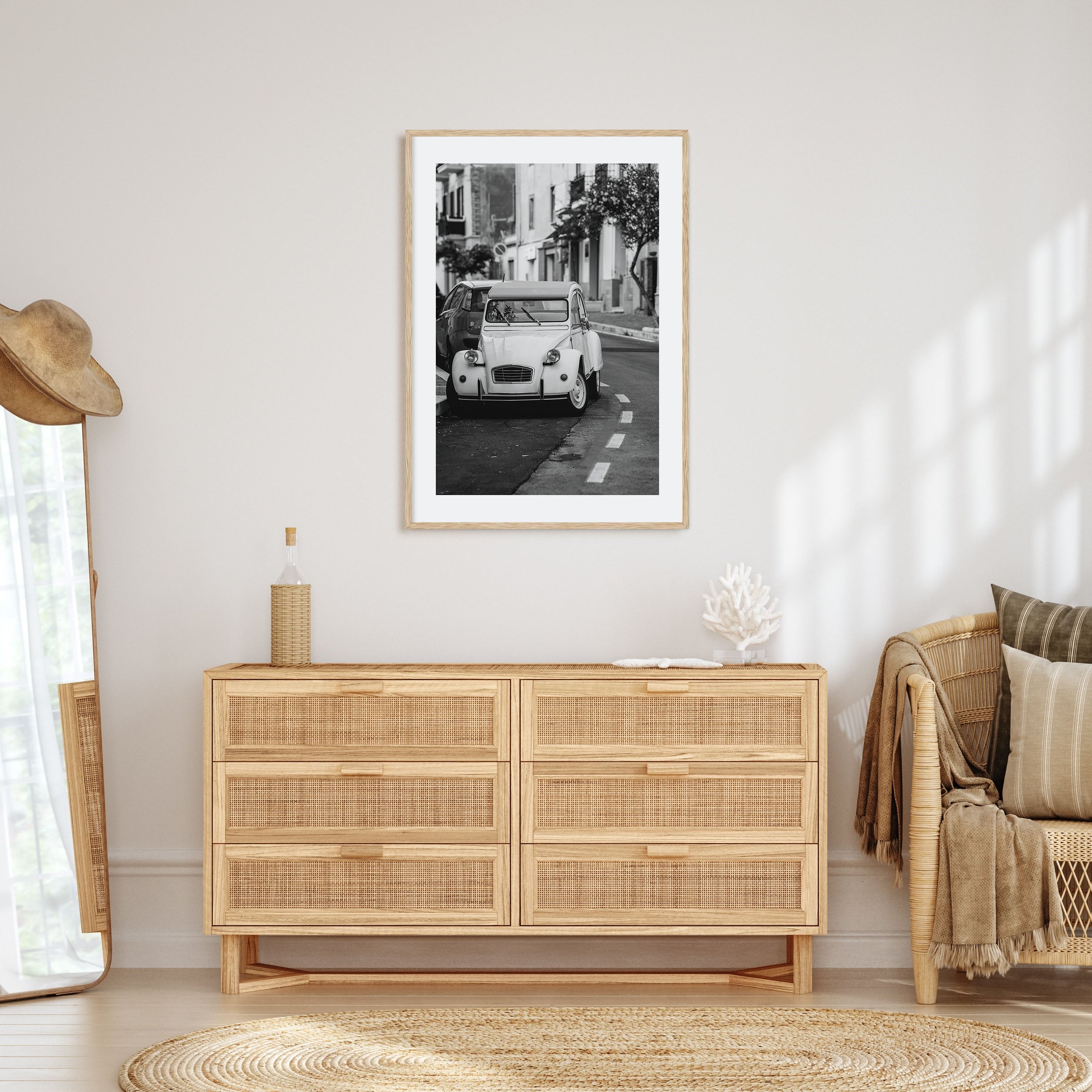 Old Car in Italy Photo B&W Poster