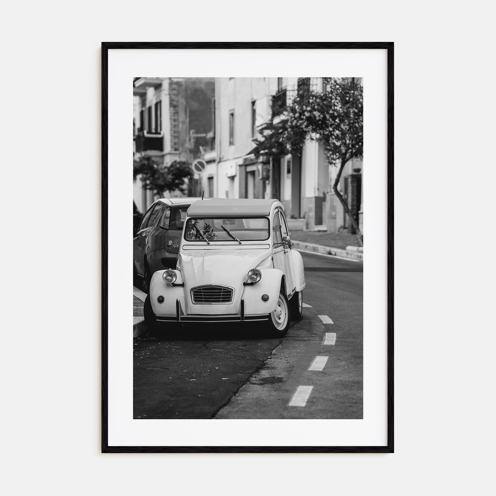 Old Car in Italy Photo B&W Poster