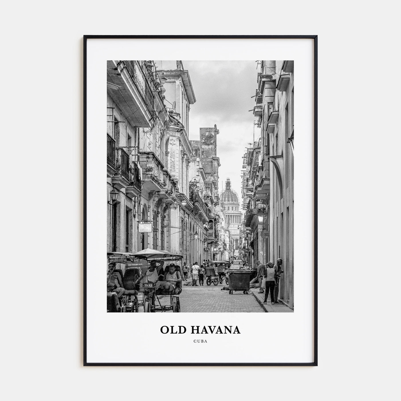 Old Havana Portrait B&W Poster
