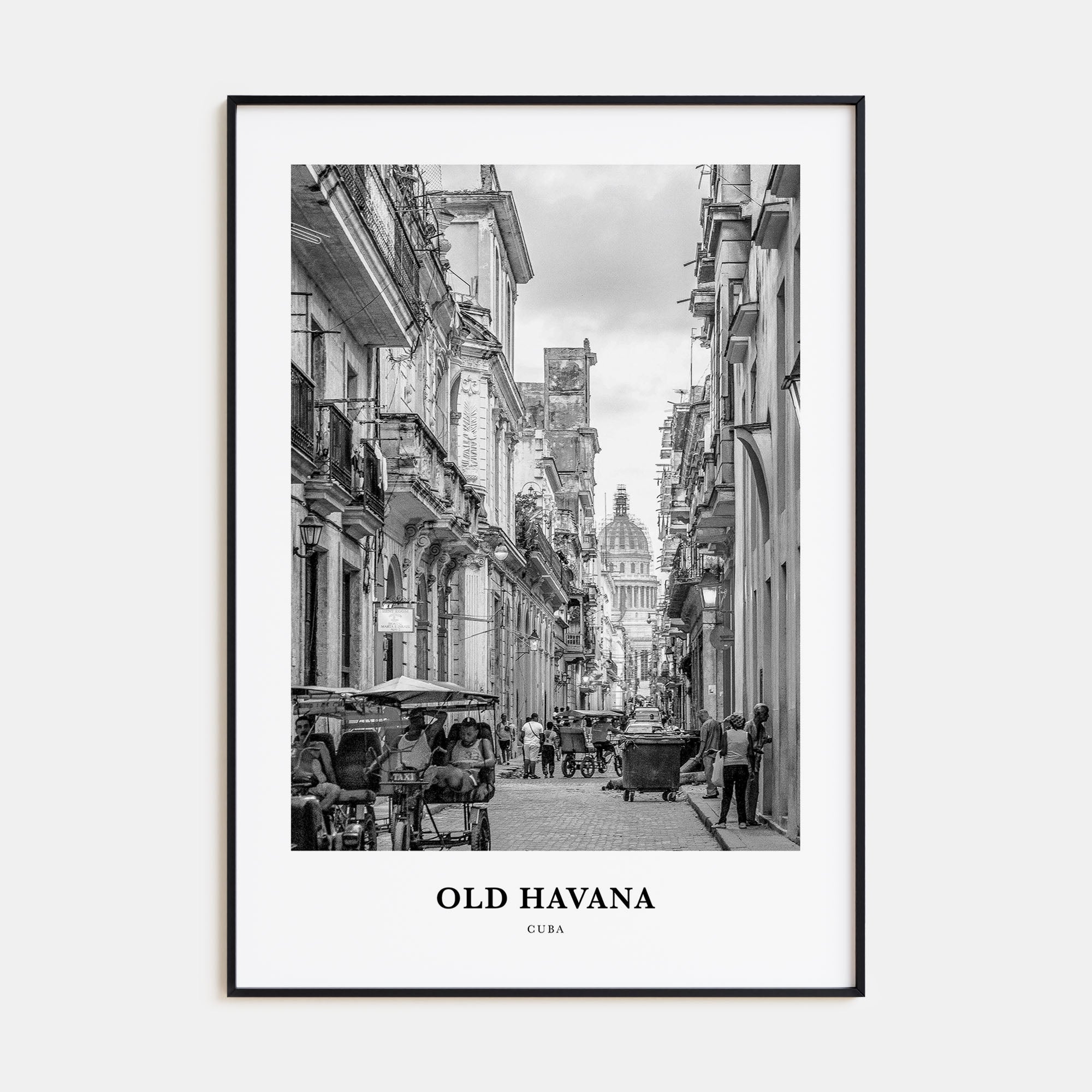 Old Havana Portrait B&W Poster
