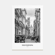 Old Havana Portrait B&W Poster