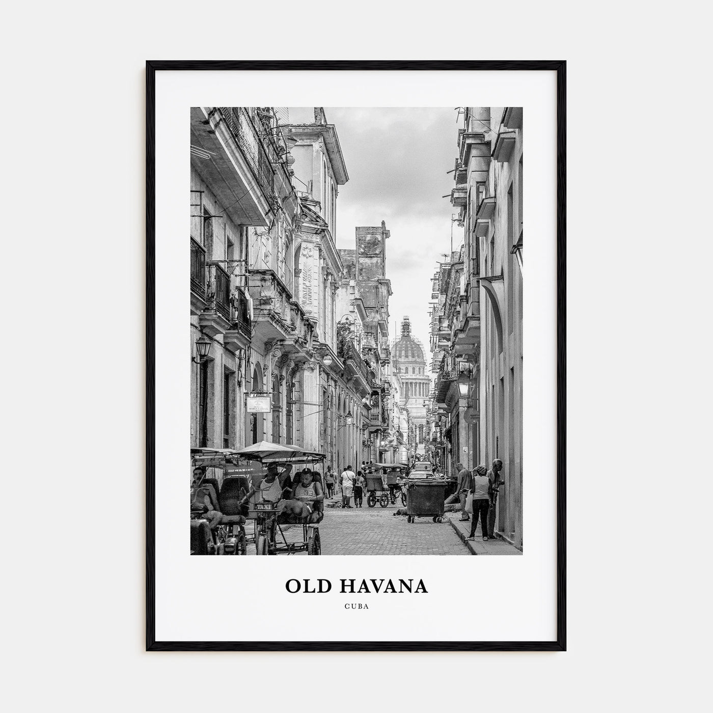 Old Havana Portrait B&W Poster