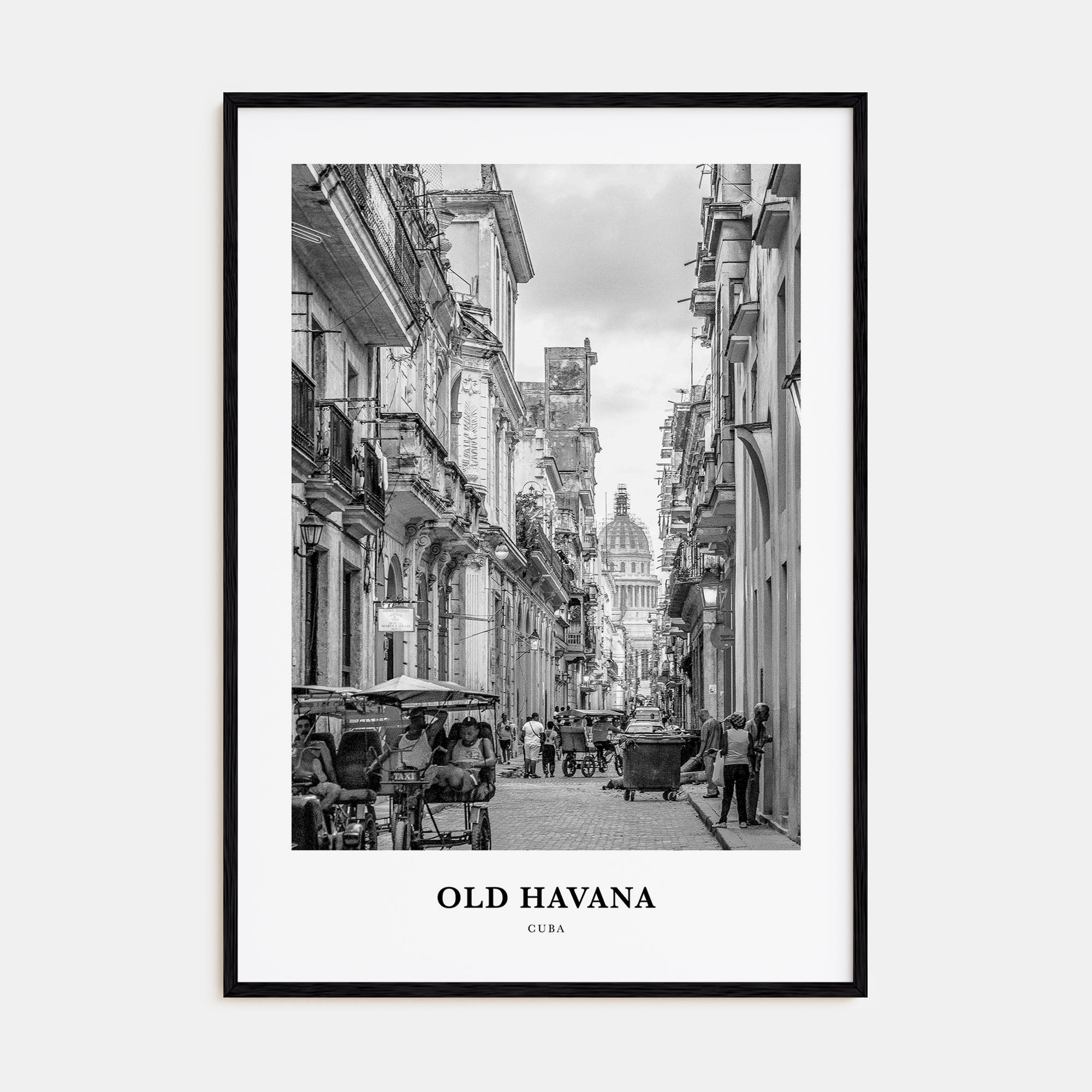 Old Havana Portrait B&W Poster