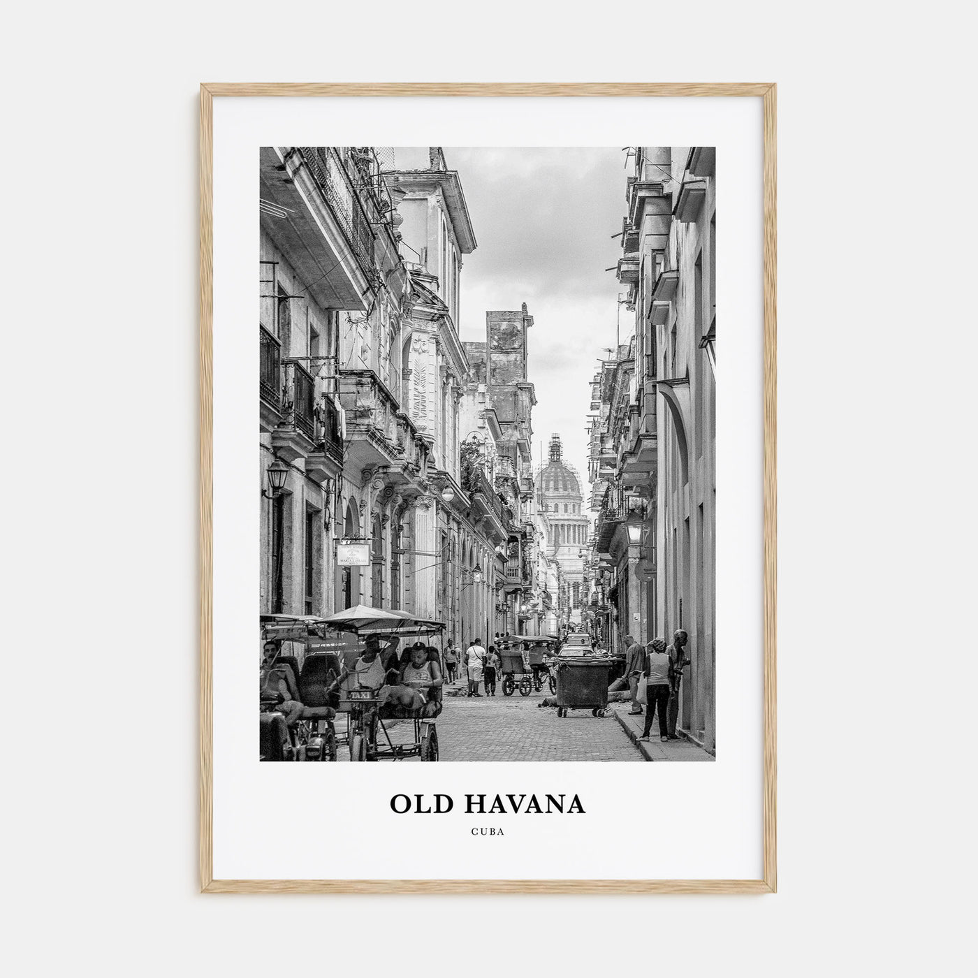 Old Havana Portrait B&W Poster