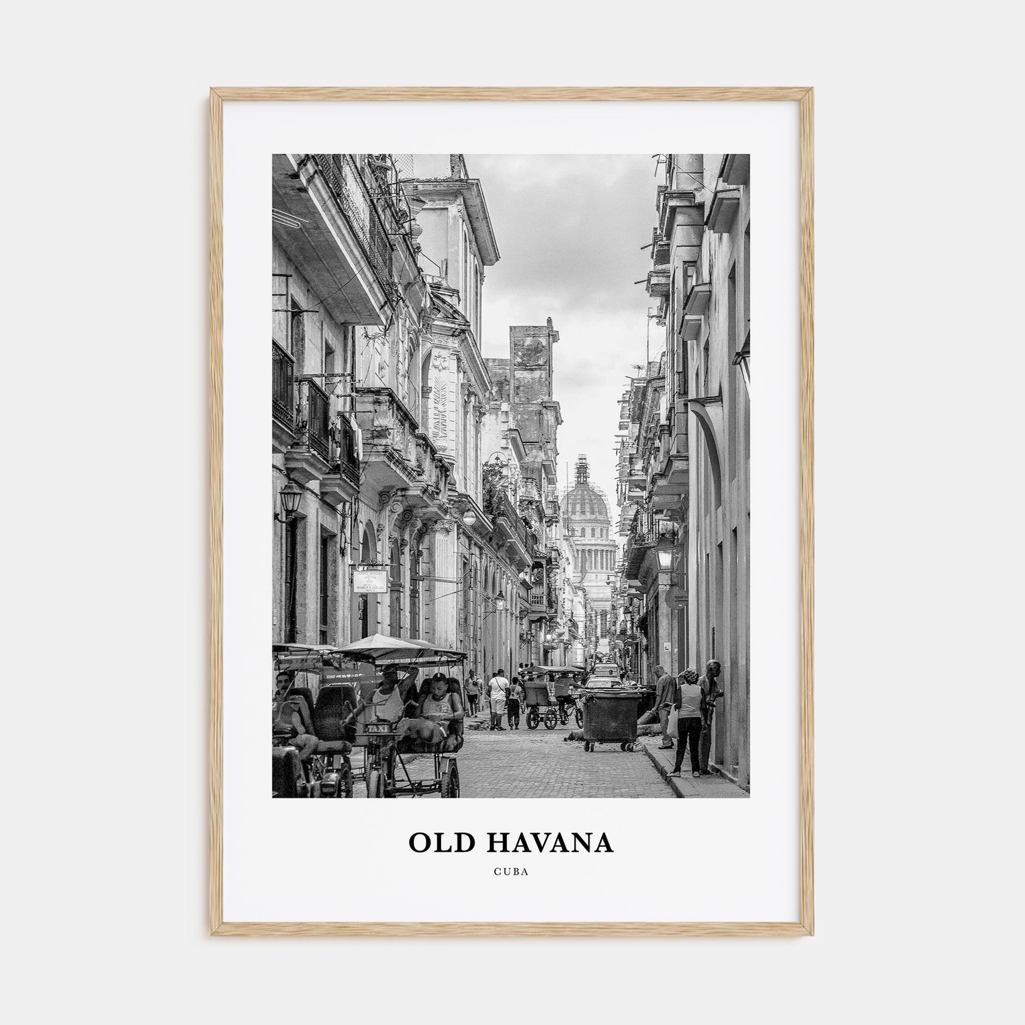 Old Havana Portrait B&W Poster