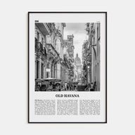 Old Havana Travel B&W Poster
