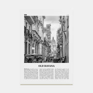 Old Havana Travel B&W Poster