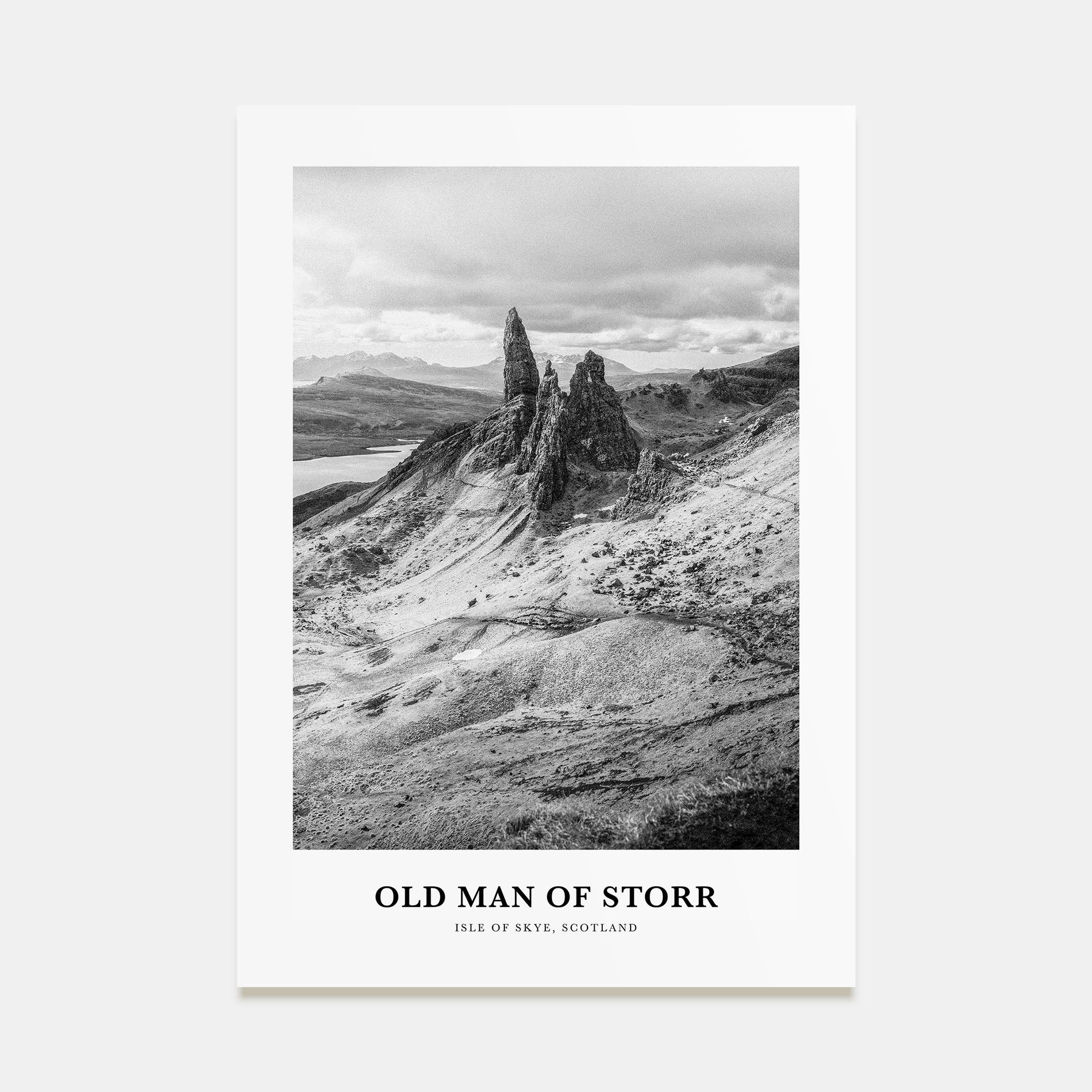 Old Man of Storr Portrait B&W Poster