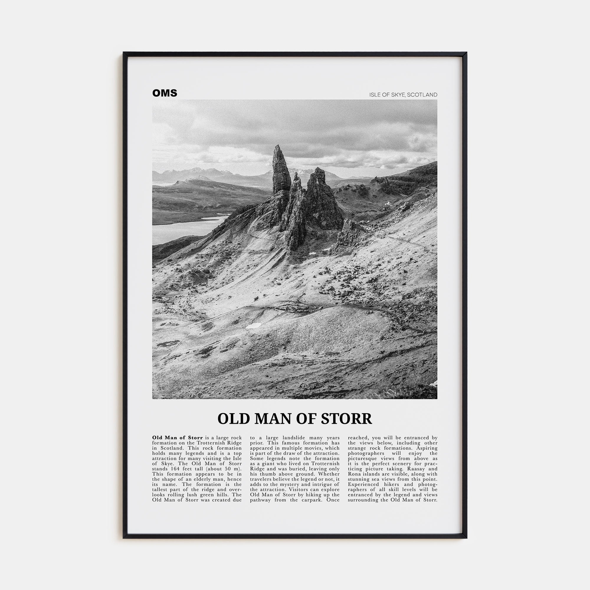 Old Man of Storr Travel B&W Poster