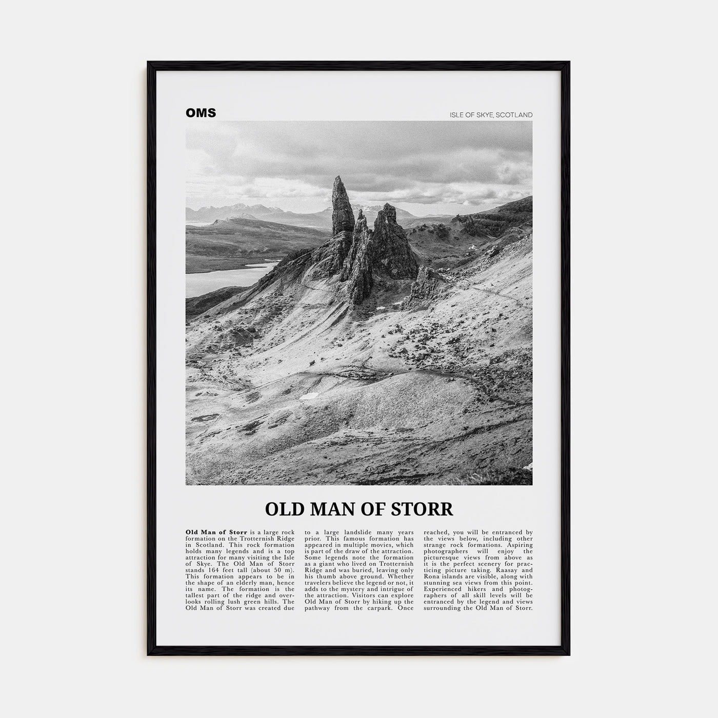 Old Man of Storr Travel B&W Poster