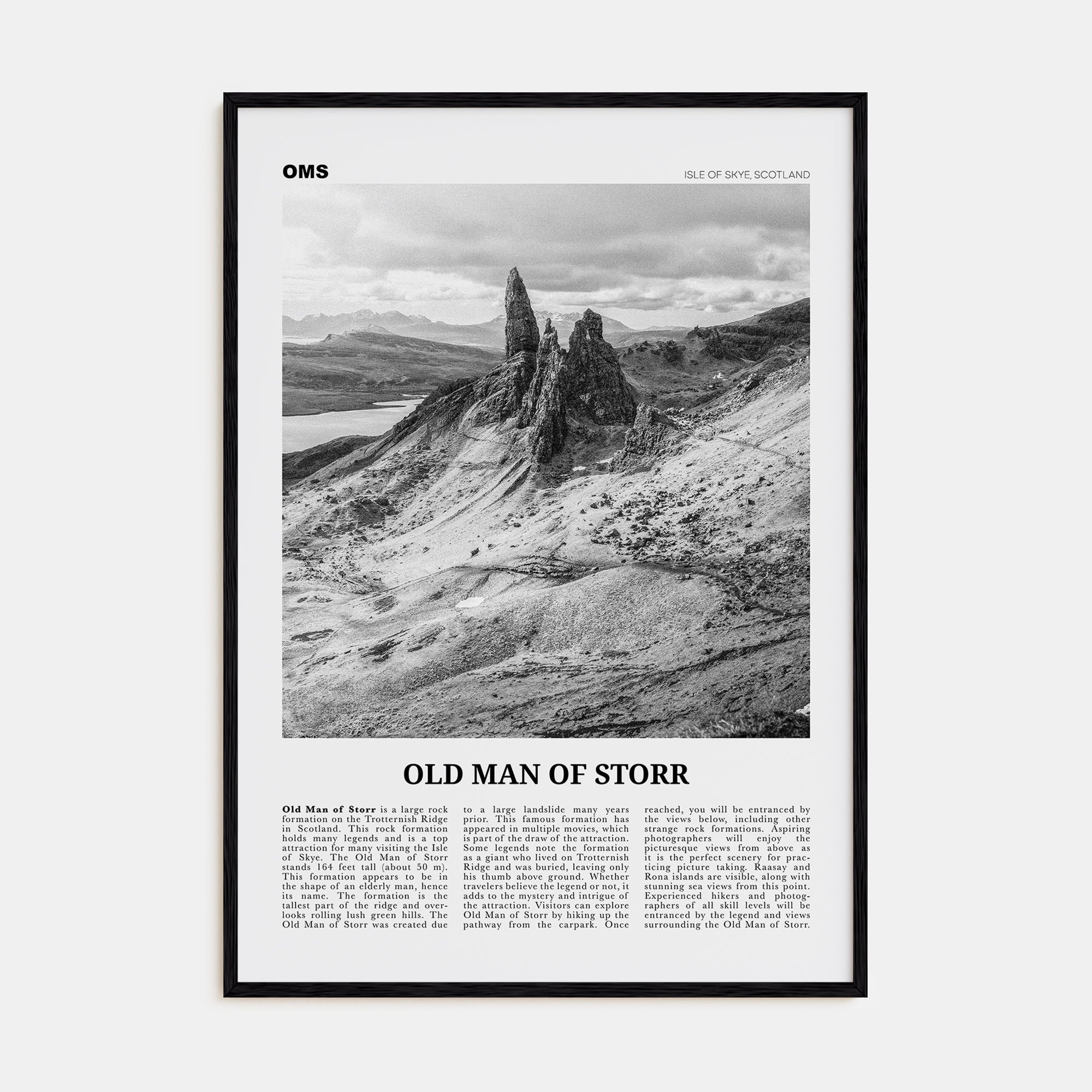 Old Man of Storr Travel B&W Poster