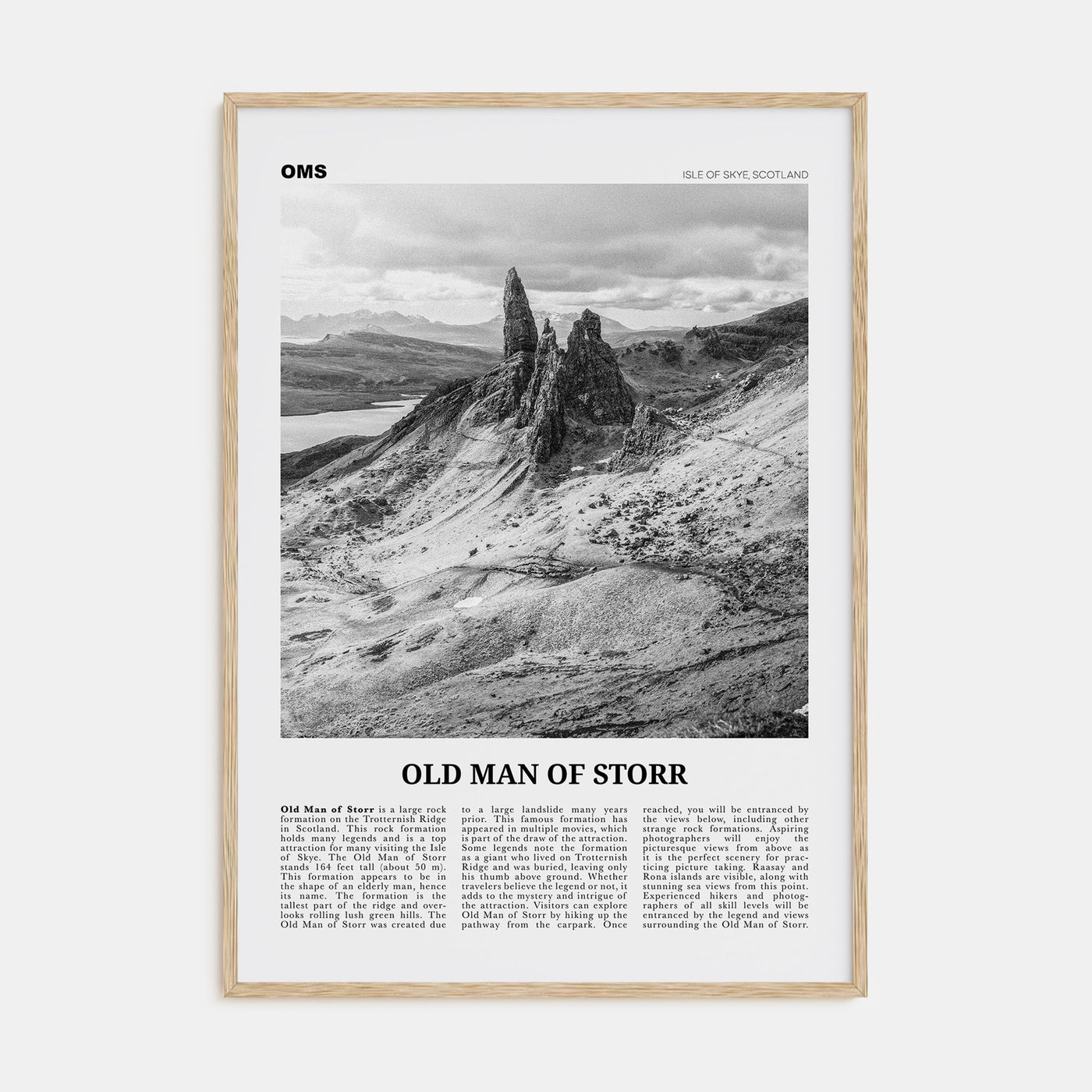 Old Man of Storr Travel B&W Poster