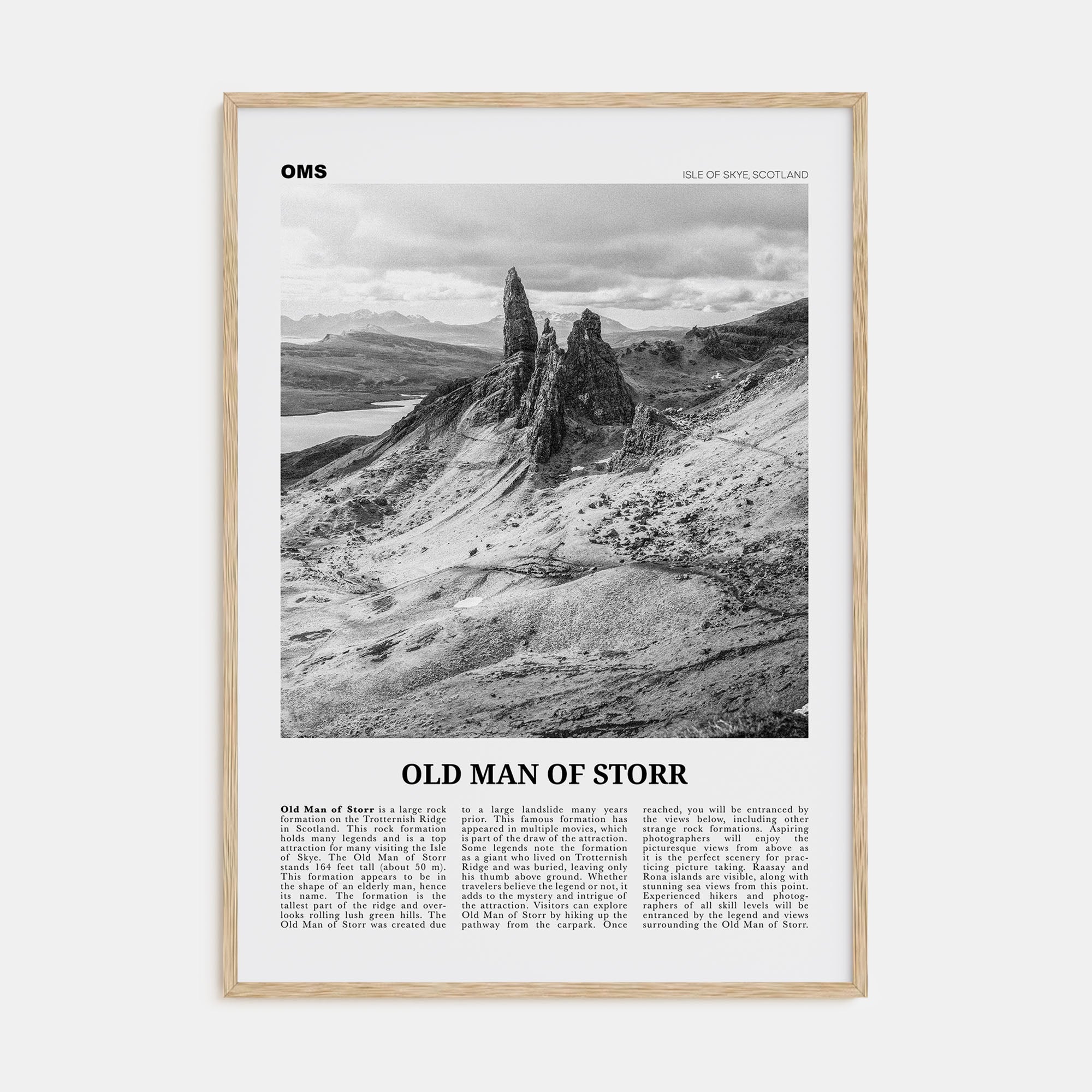 Old Man of Storr Travel B&W Poster