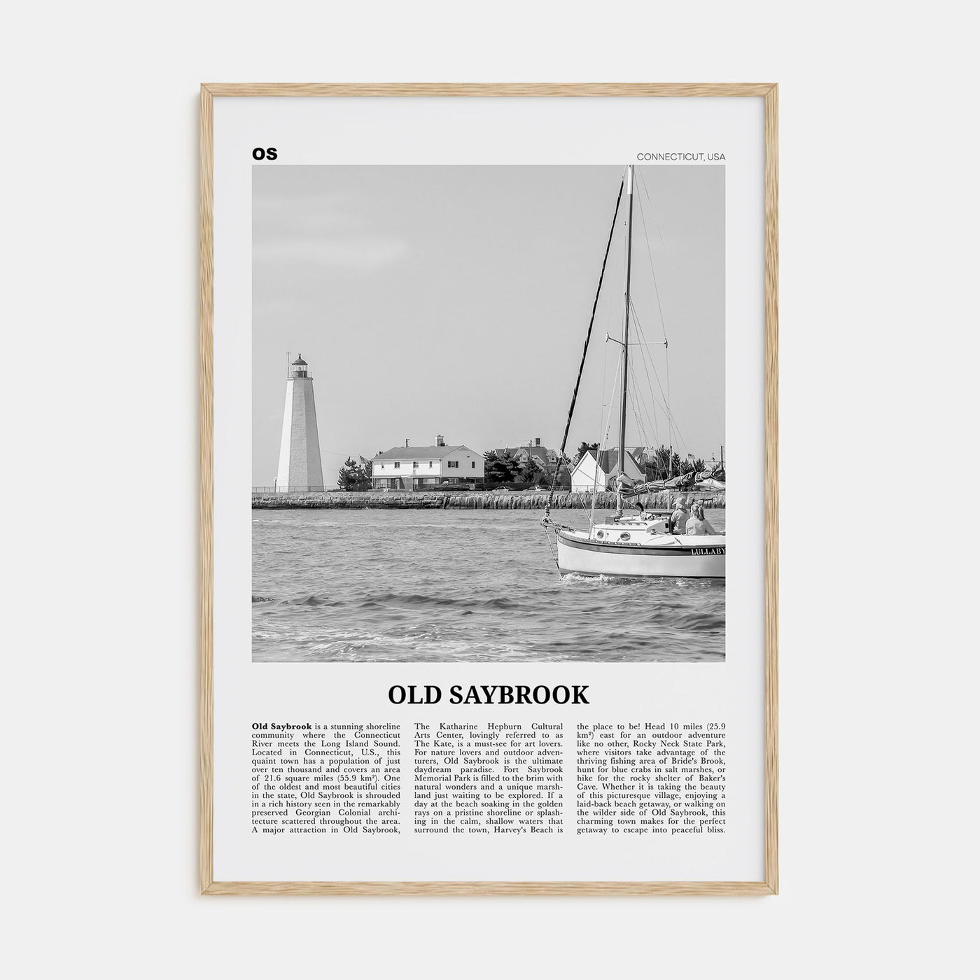 Old Saybrook Travel B&W Poster
