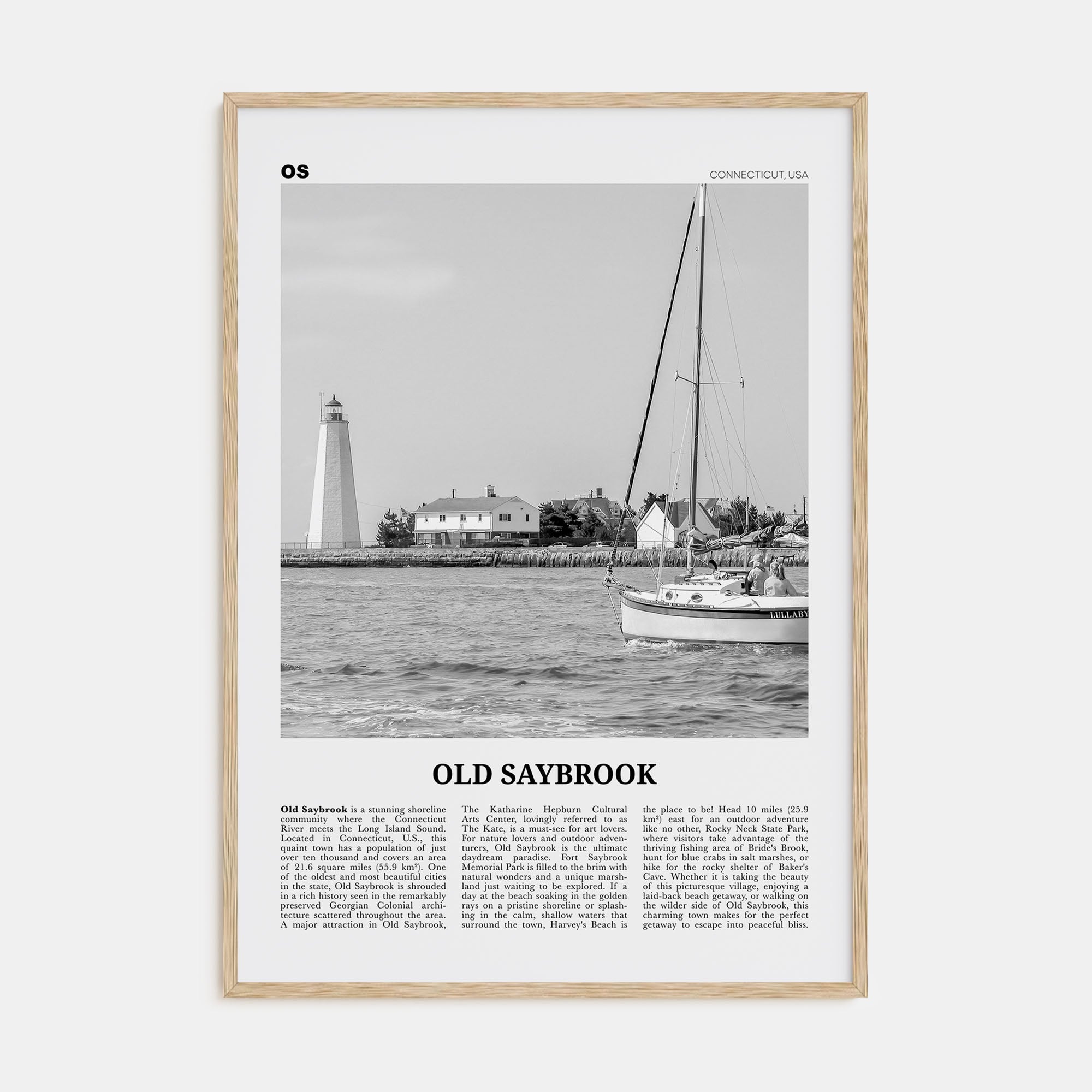 Old Saybrook Travel B&W Poster